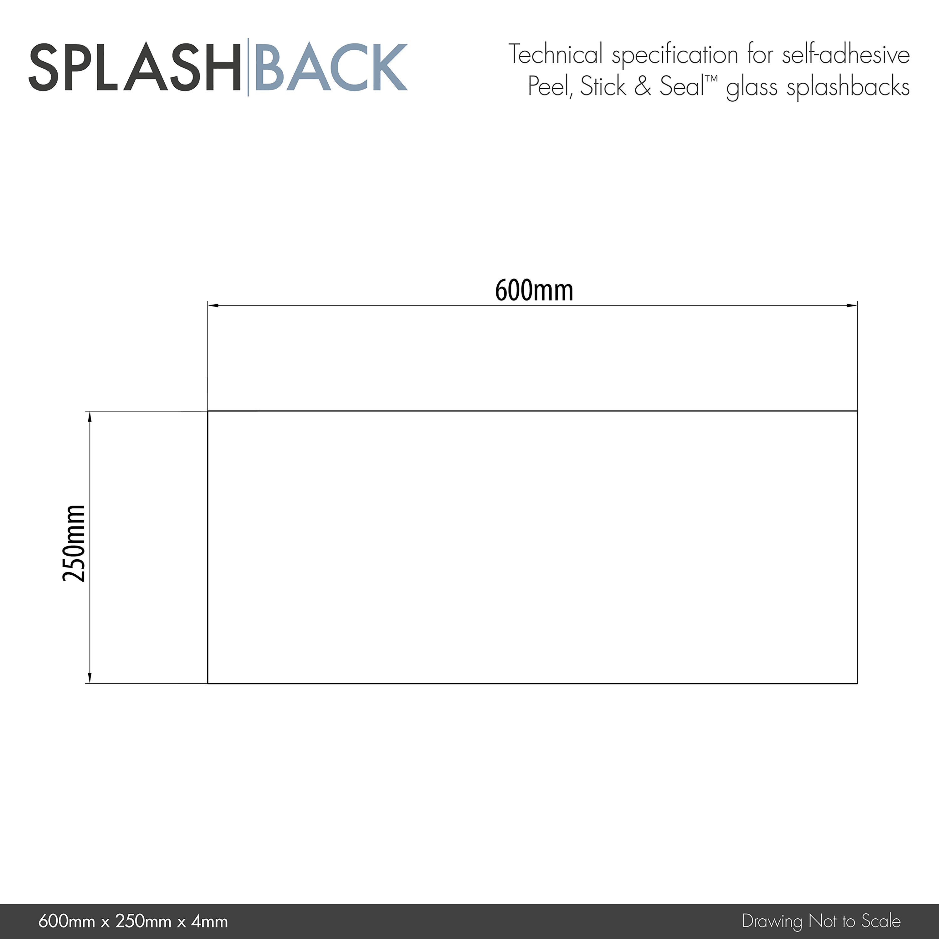 Gloss Silk Grey Glass Self-adhesive Bathroom Splashback (H)25cm (W)60cm