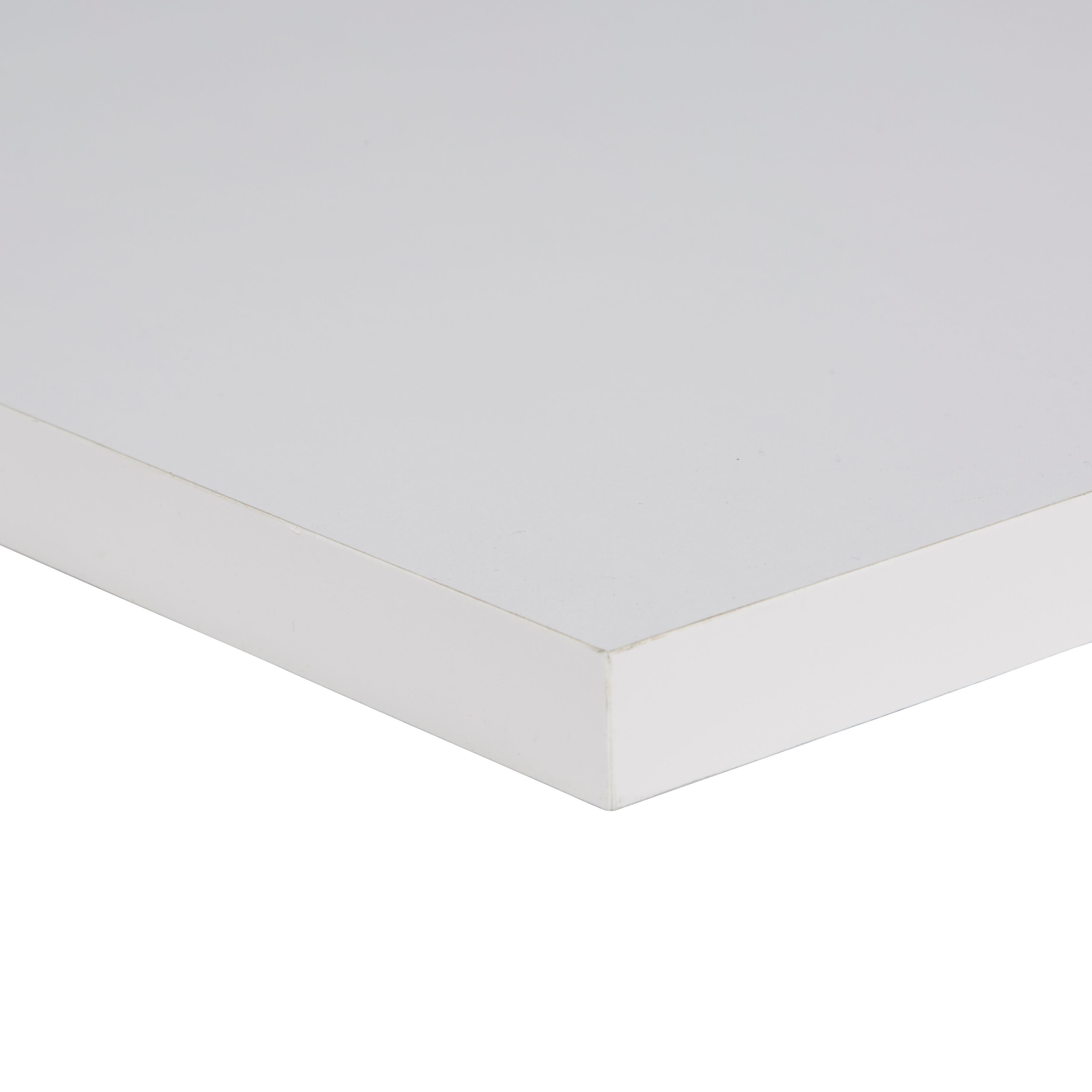 Gloss White Fully edged Chipboard Furniture board, (L)0.8m (W)200mm (T ...