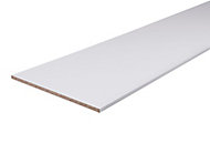 Gloss White Semi edged Chipboard Furniture board, (L)2.5m (W)300mm (T)18mm