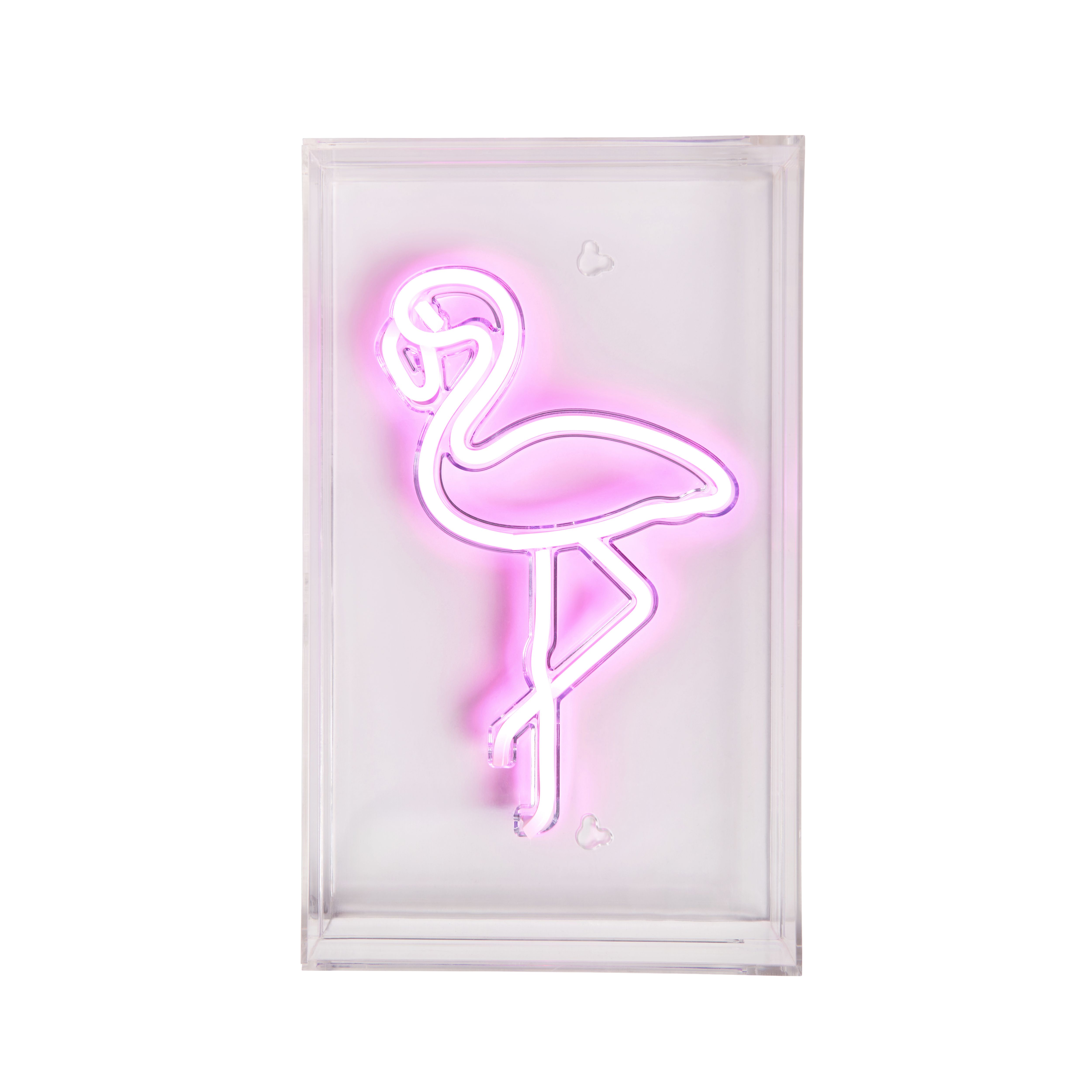 Glow Collection Flamingo Rectangular Gloss Neon Pink Integrated LED Table lamp
