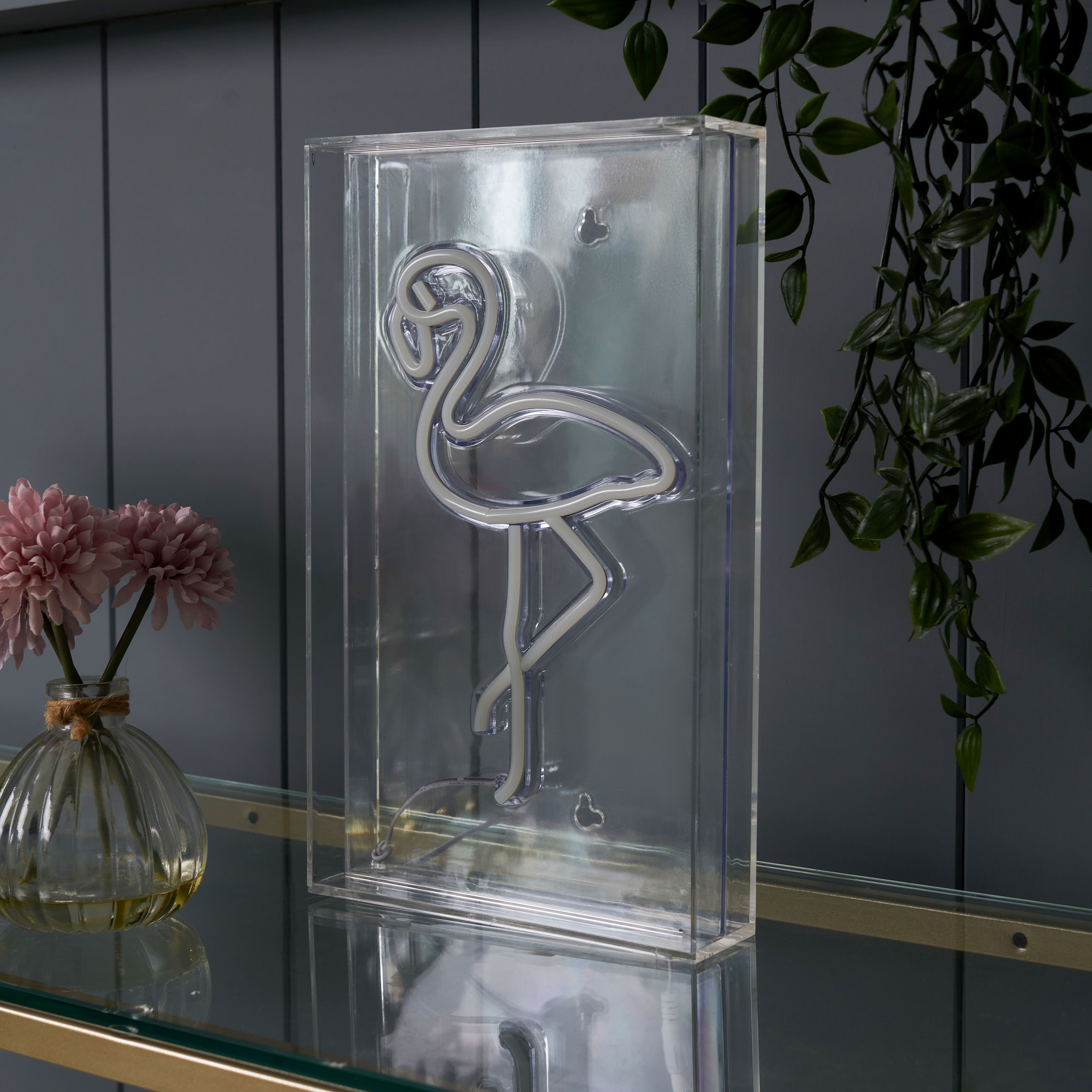 Glow Collection Flamingo Rectangular Gloss Neon Pink Integrated LED Table lamp