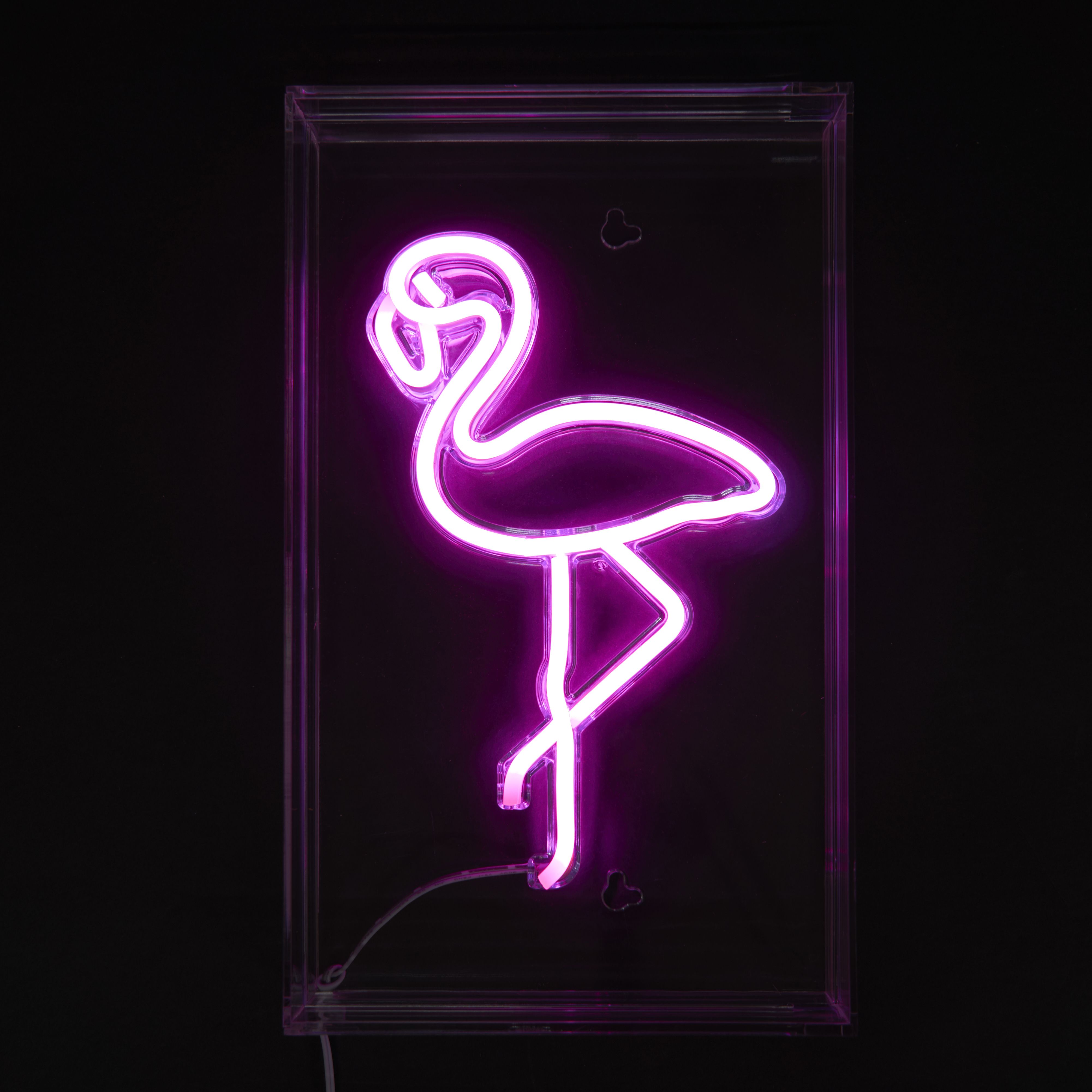 Glow Collection Flamingo Rectangular Gloss Neon Pink Integrated LED Table lamp