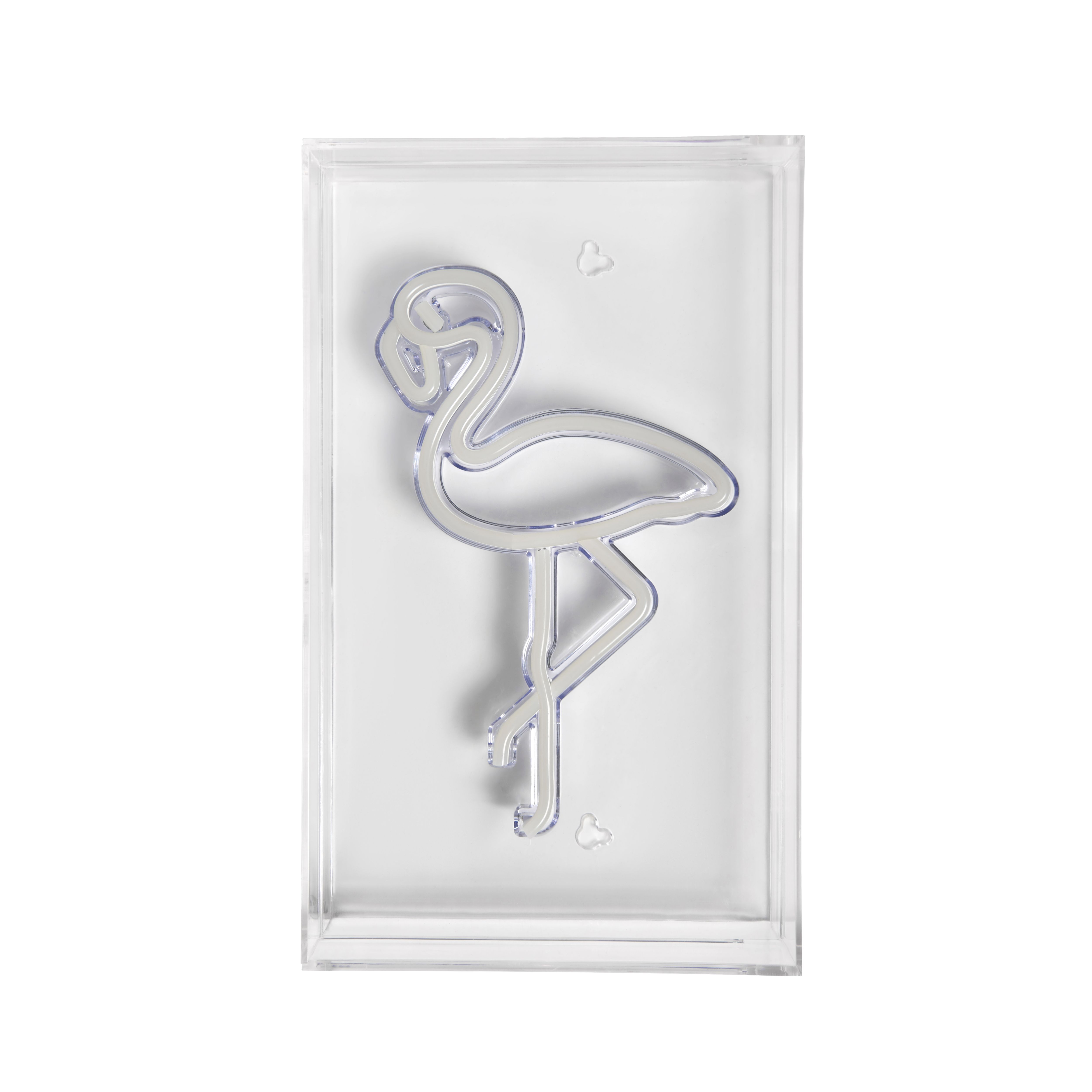 Glow Collection Flamingo Rectangular Gloss Neon Pink Integrated LED Table lamp