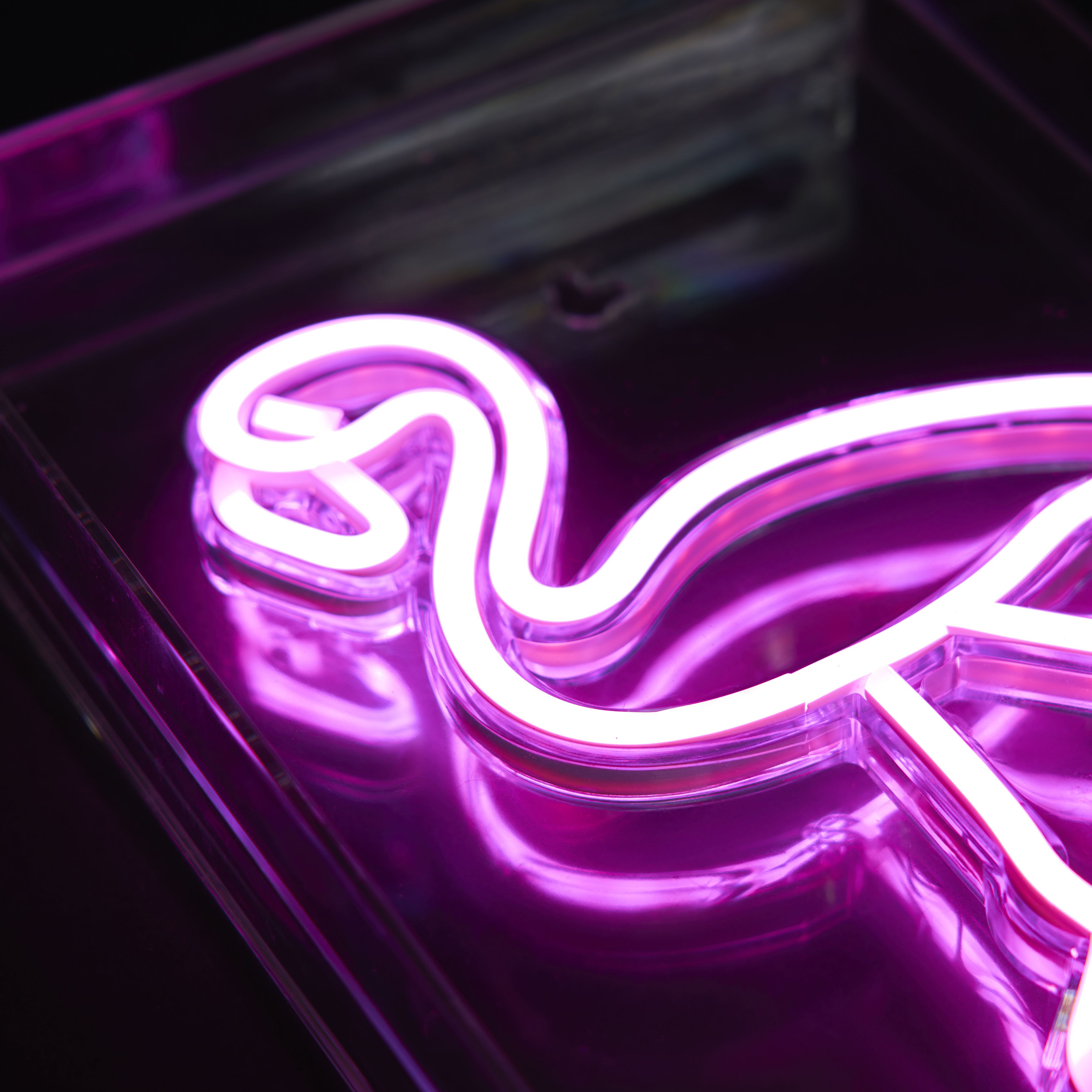 Glow Collection Flamingo Rectangular Gloss Neon Pink Integrated LED Table lamp