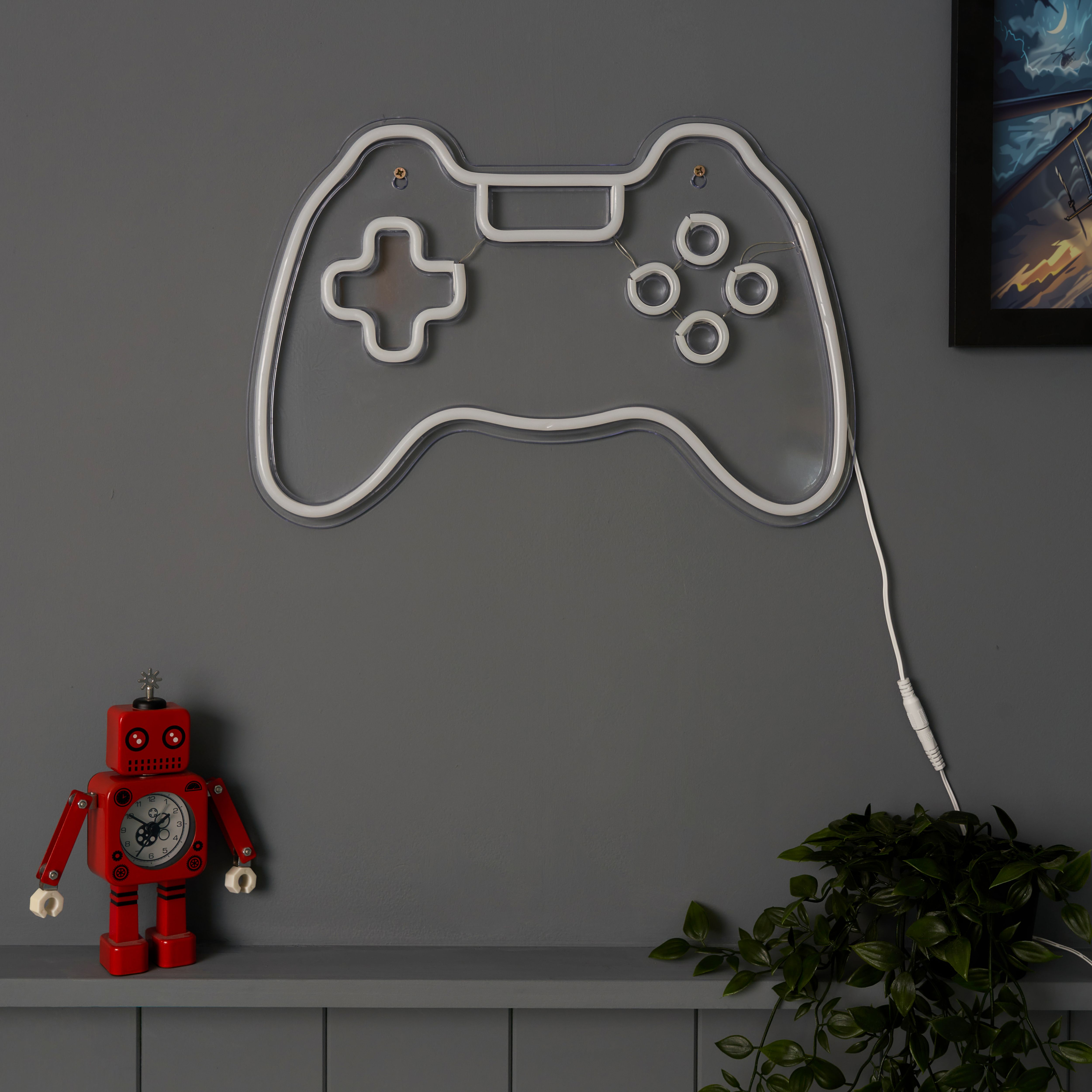 Glow Daria Game controller Neon Multicoloured Plug-in LED Wall light