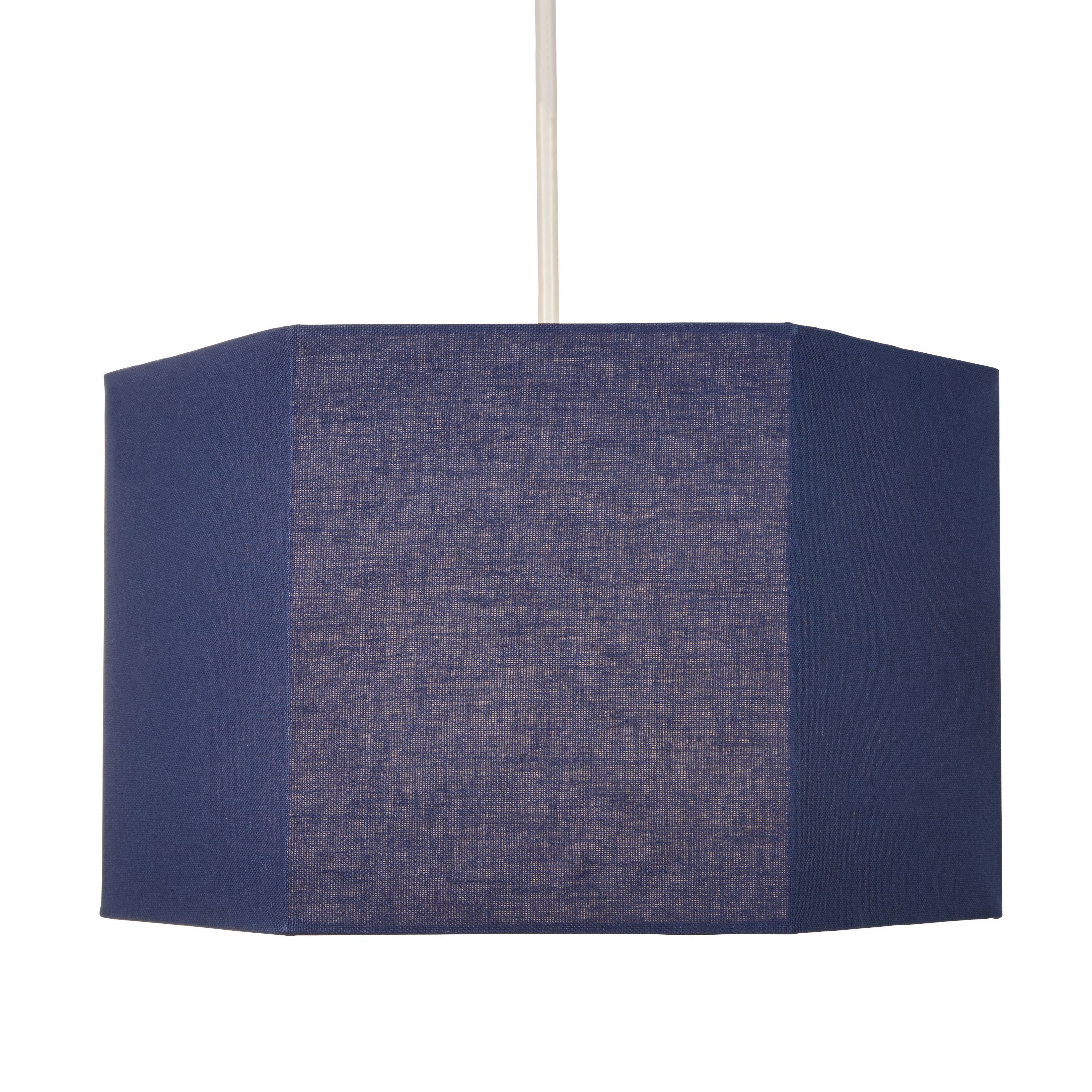 Glow Easy fit Navy Plain Hexagonal Lamp shade (D)33cm