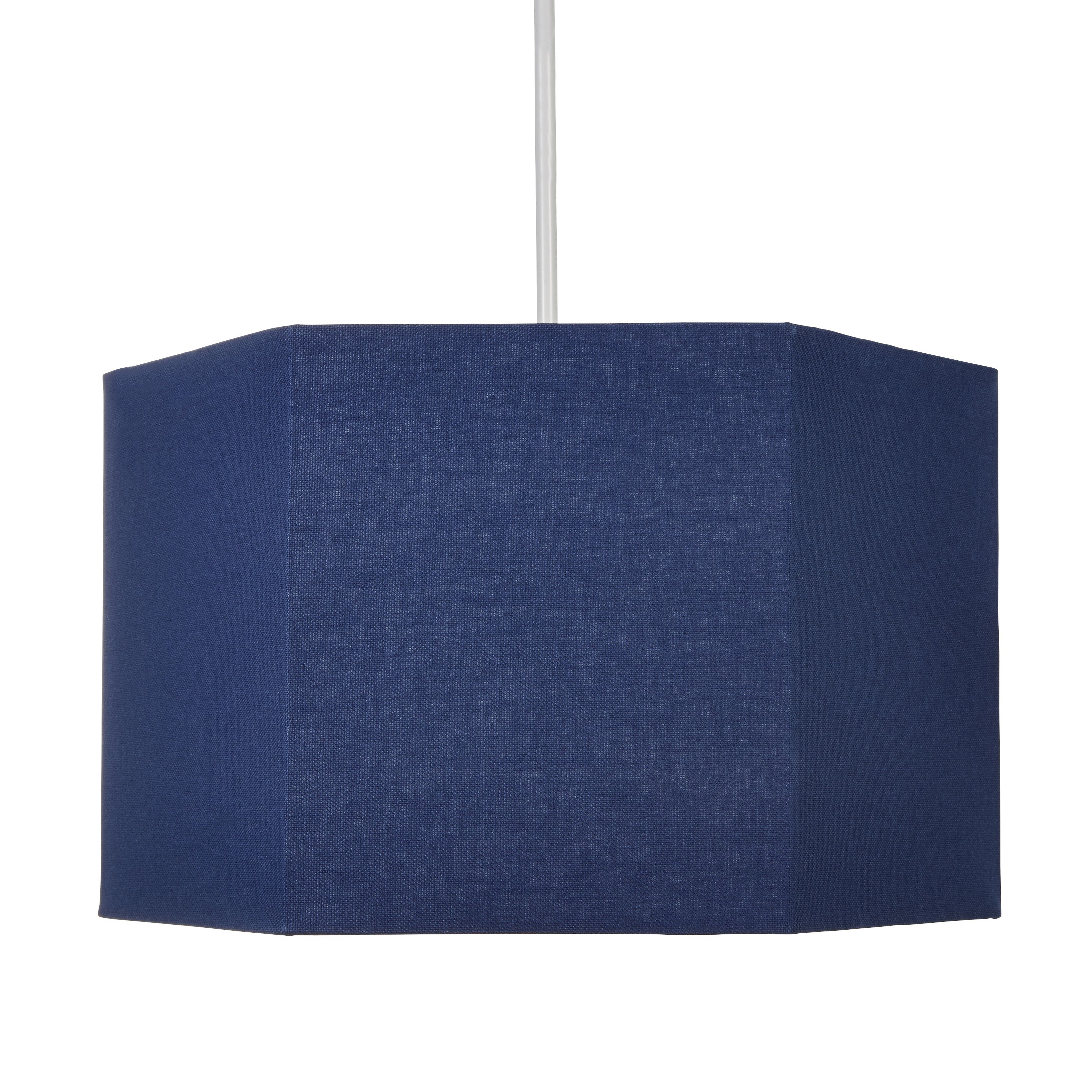 Glow Easy fit Navy Plain Hexagonal Lamp shade (D)33cm