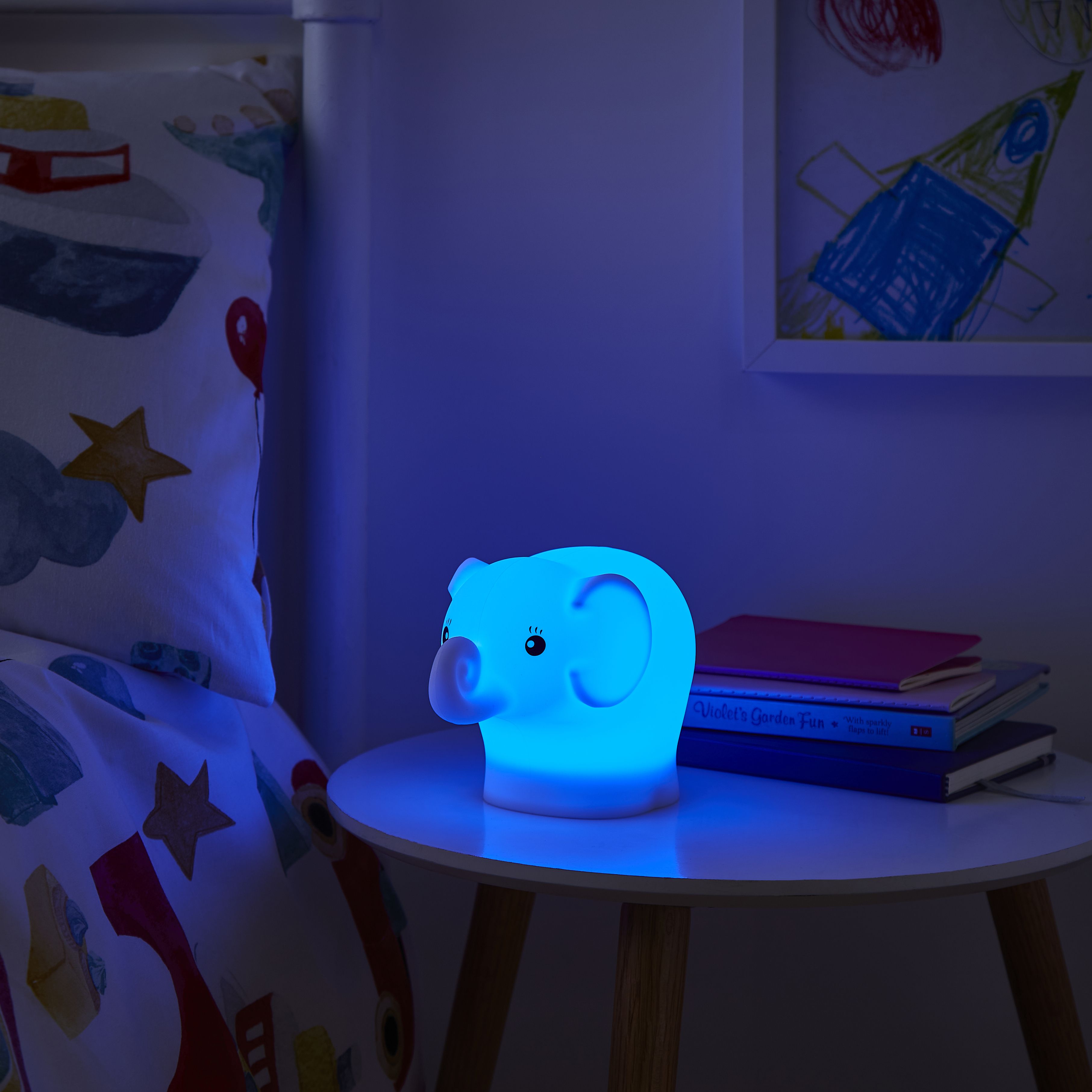 LED Multicolour light Glow night at DIY USB | B&Q Integrated Elephant Ember