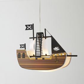 Glow Hikari Pirate ship Matt Brown LED Light pendant, (Dia)422mm