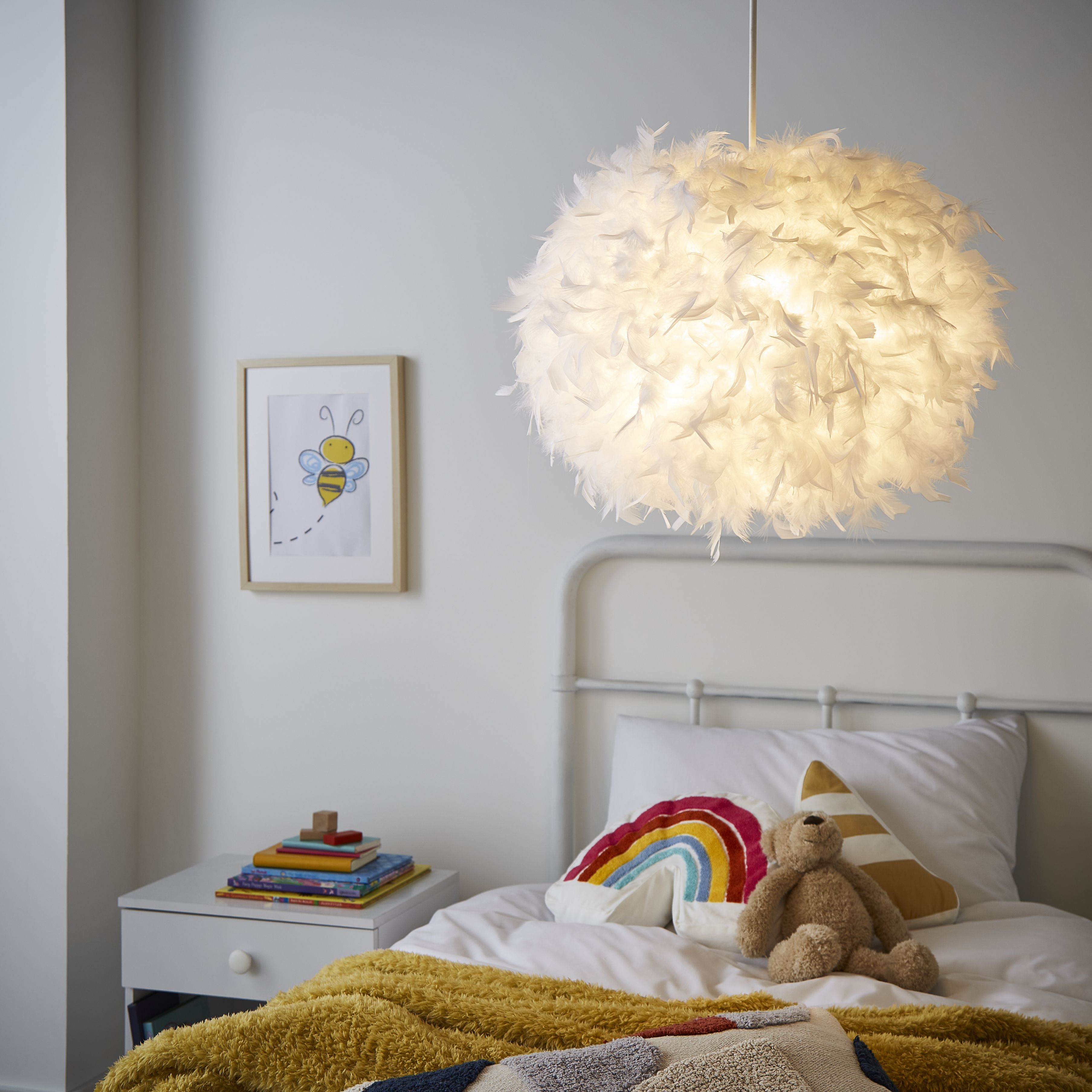 Glow Mahina White Feather Lamp shade (D)50cm