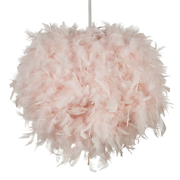 Glow Meira Pink Feather Lamp Shade D, Pink Pom Lamp Shade