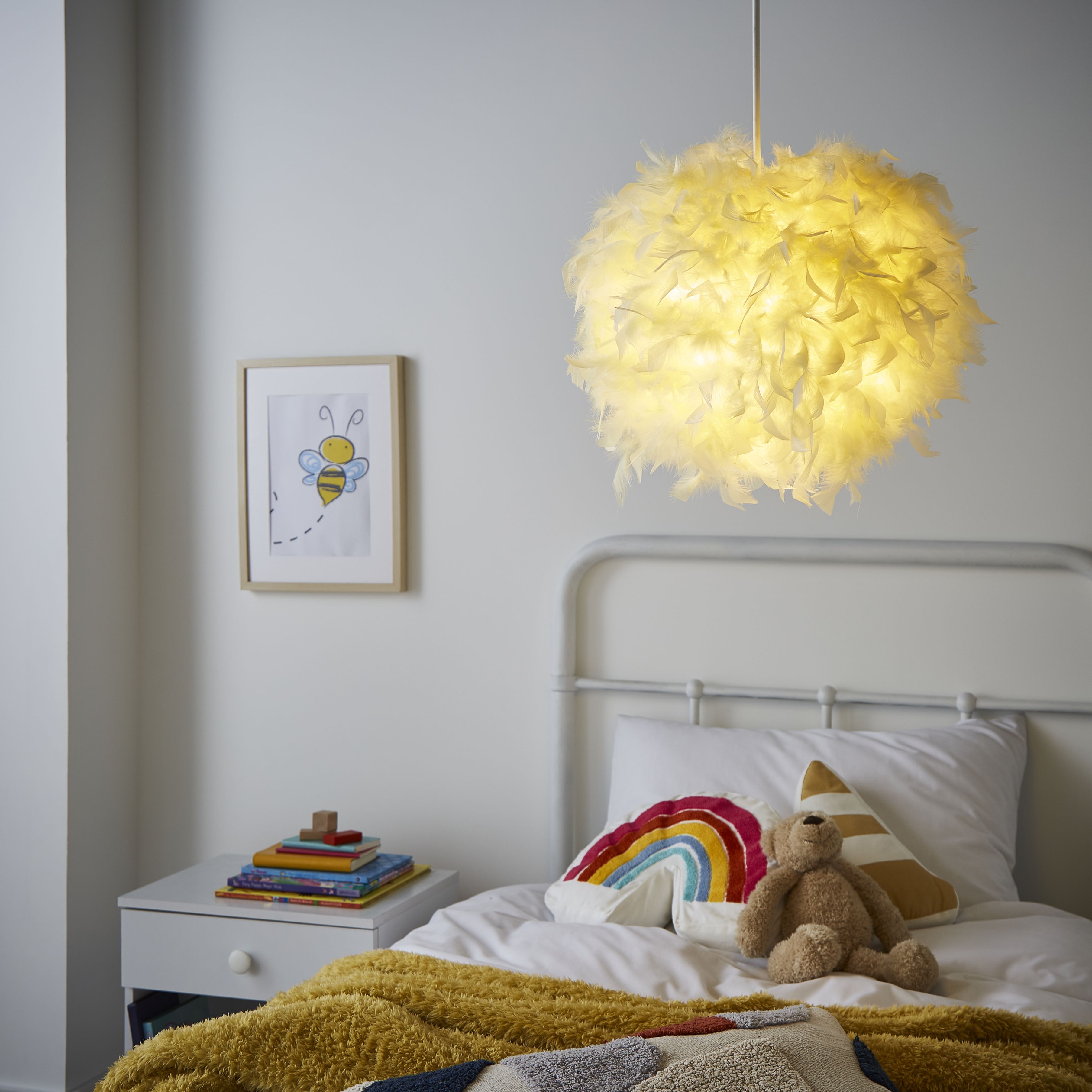 Cream feather outlet light shade