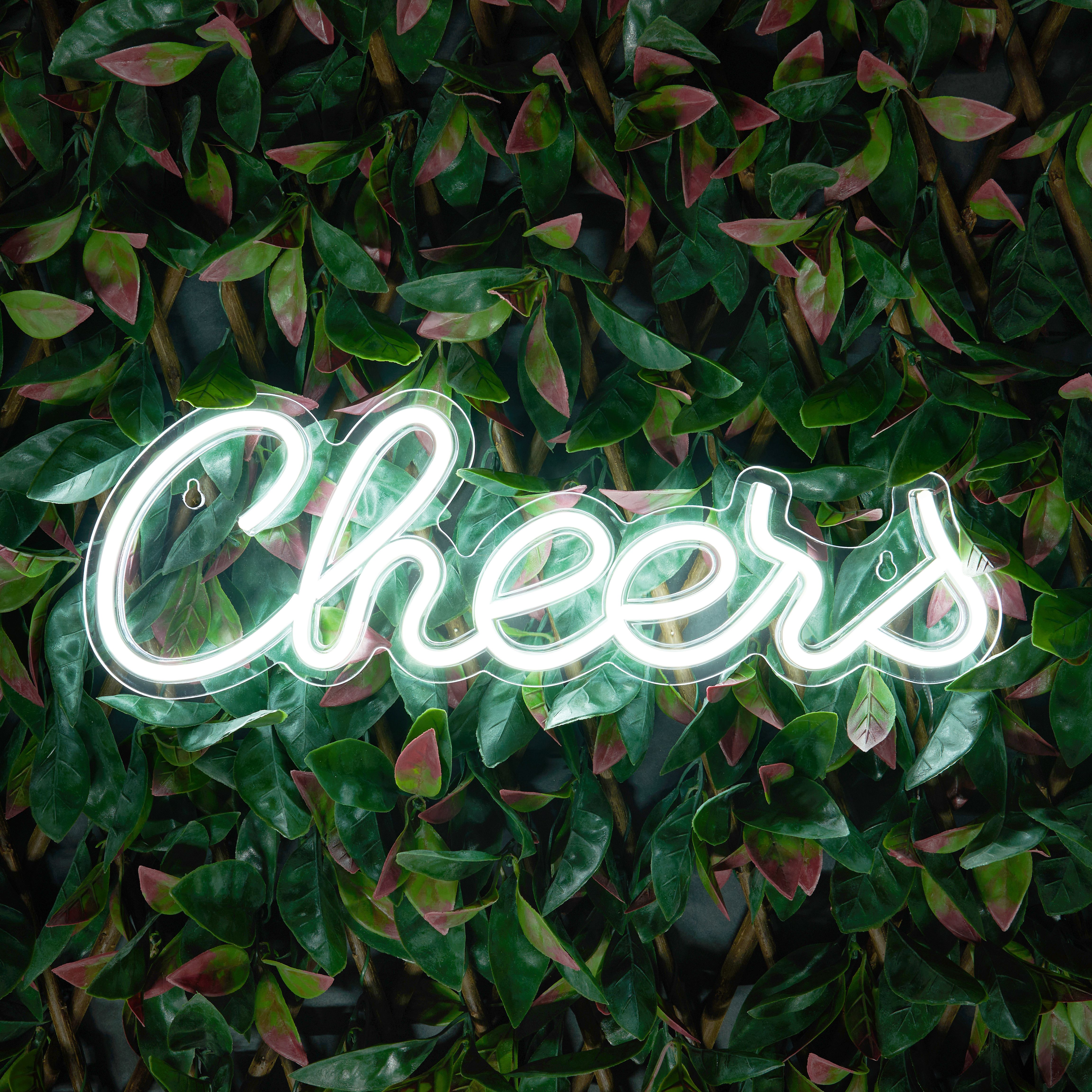 Glow Neon White Cheers Decorative light