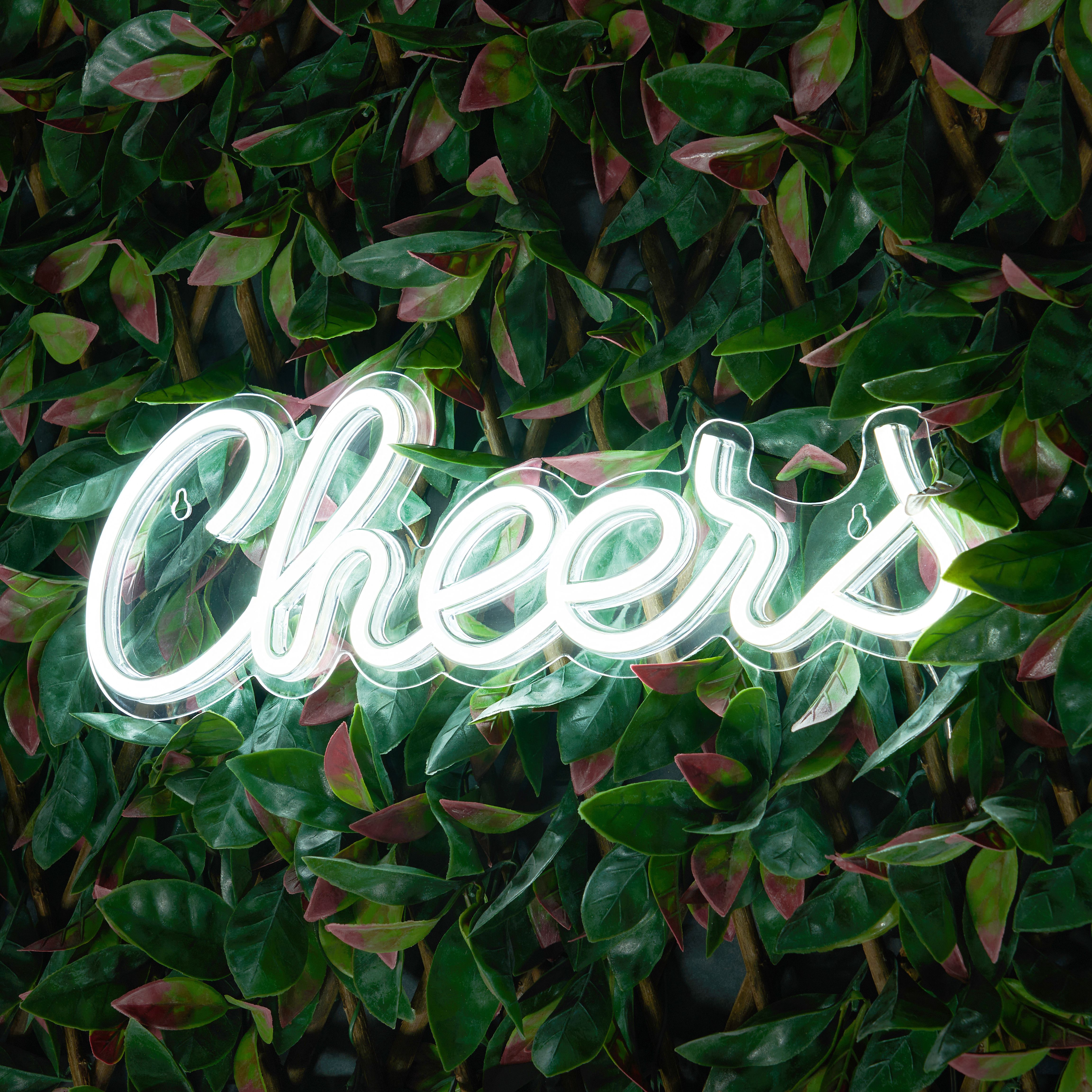 Glow Neon White Cheers Decorative light