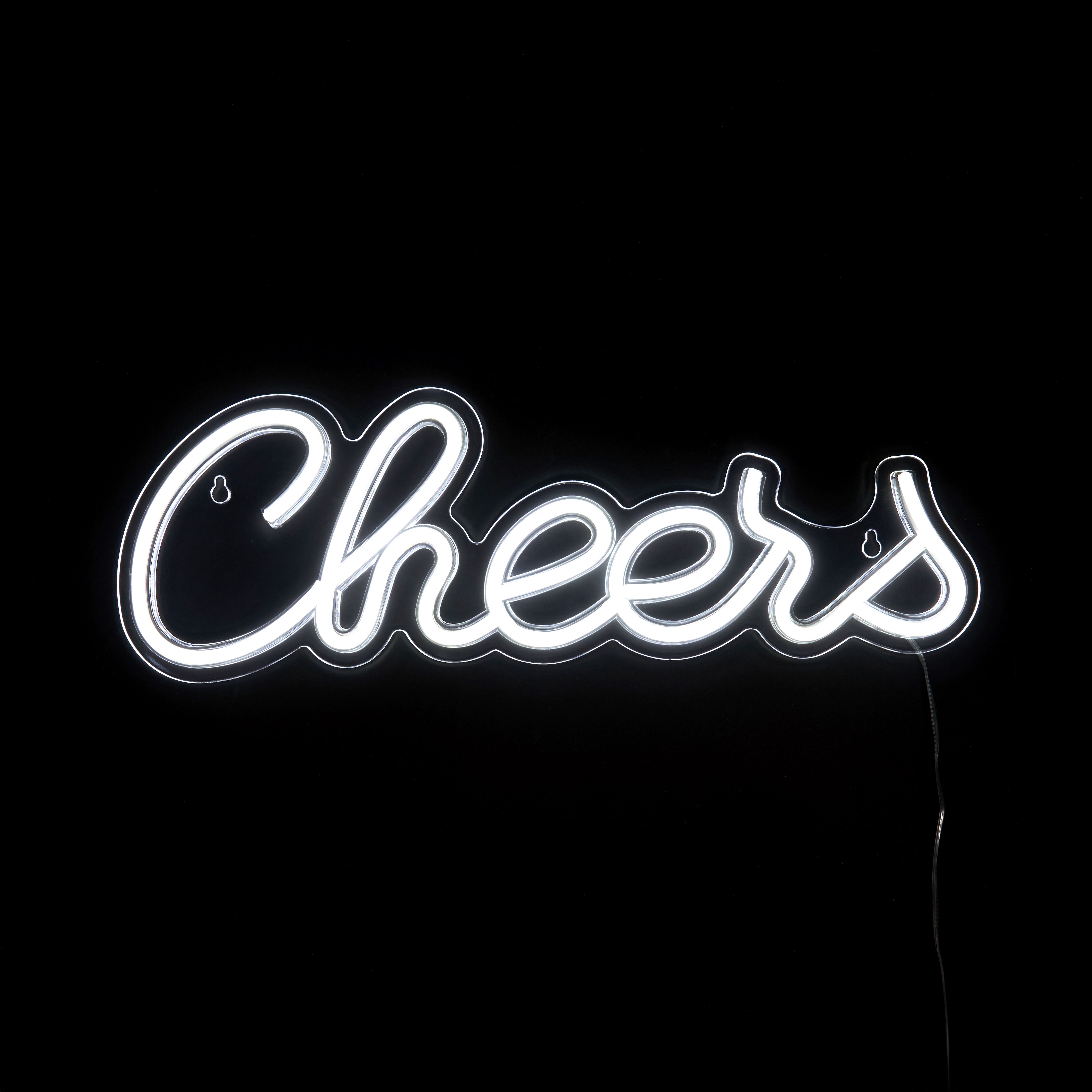 Glow Neon White Cheers Decorative light
