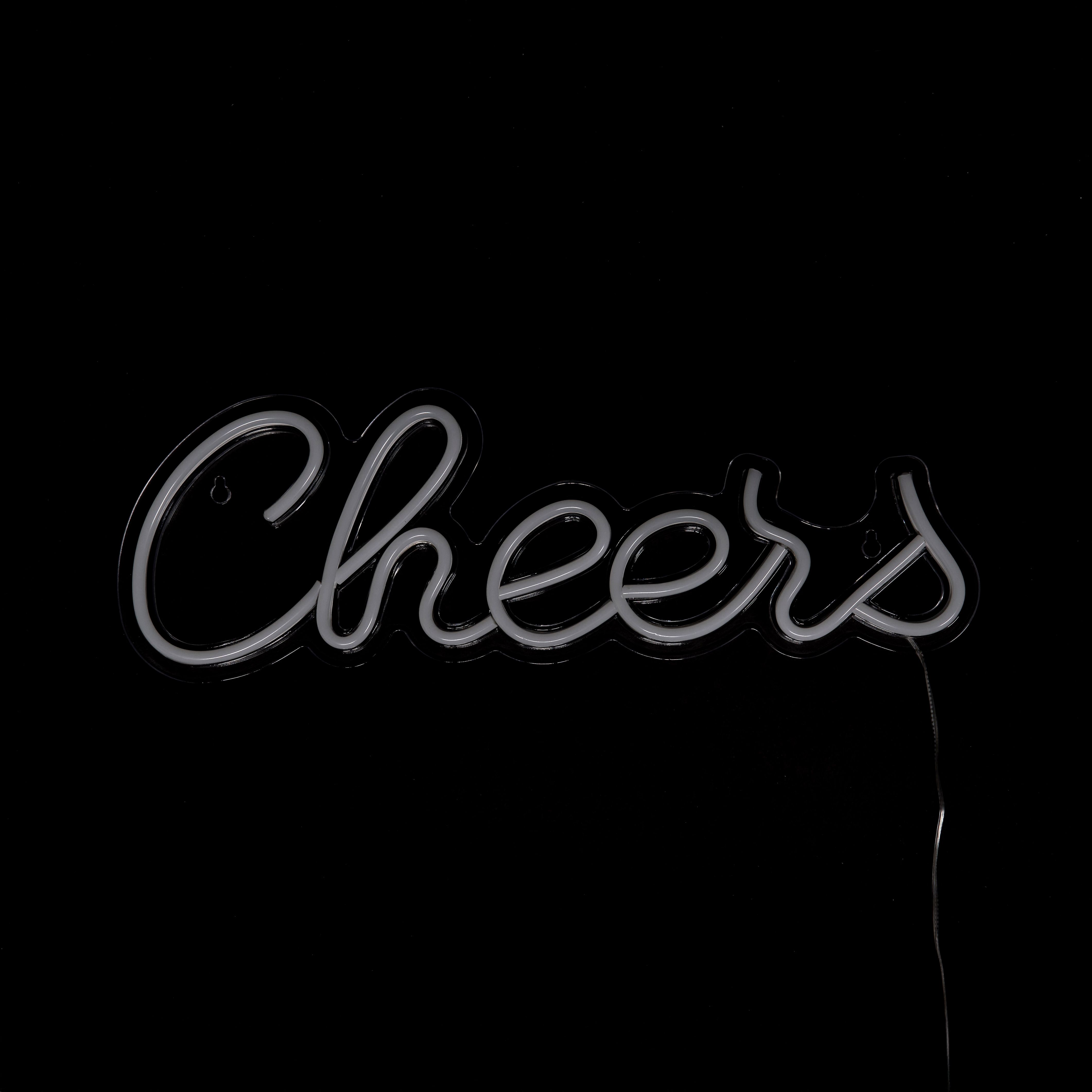 Glow Neon White Cheers Decorative light