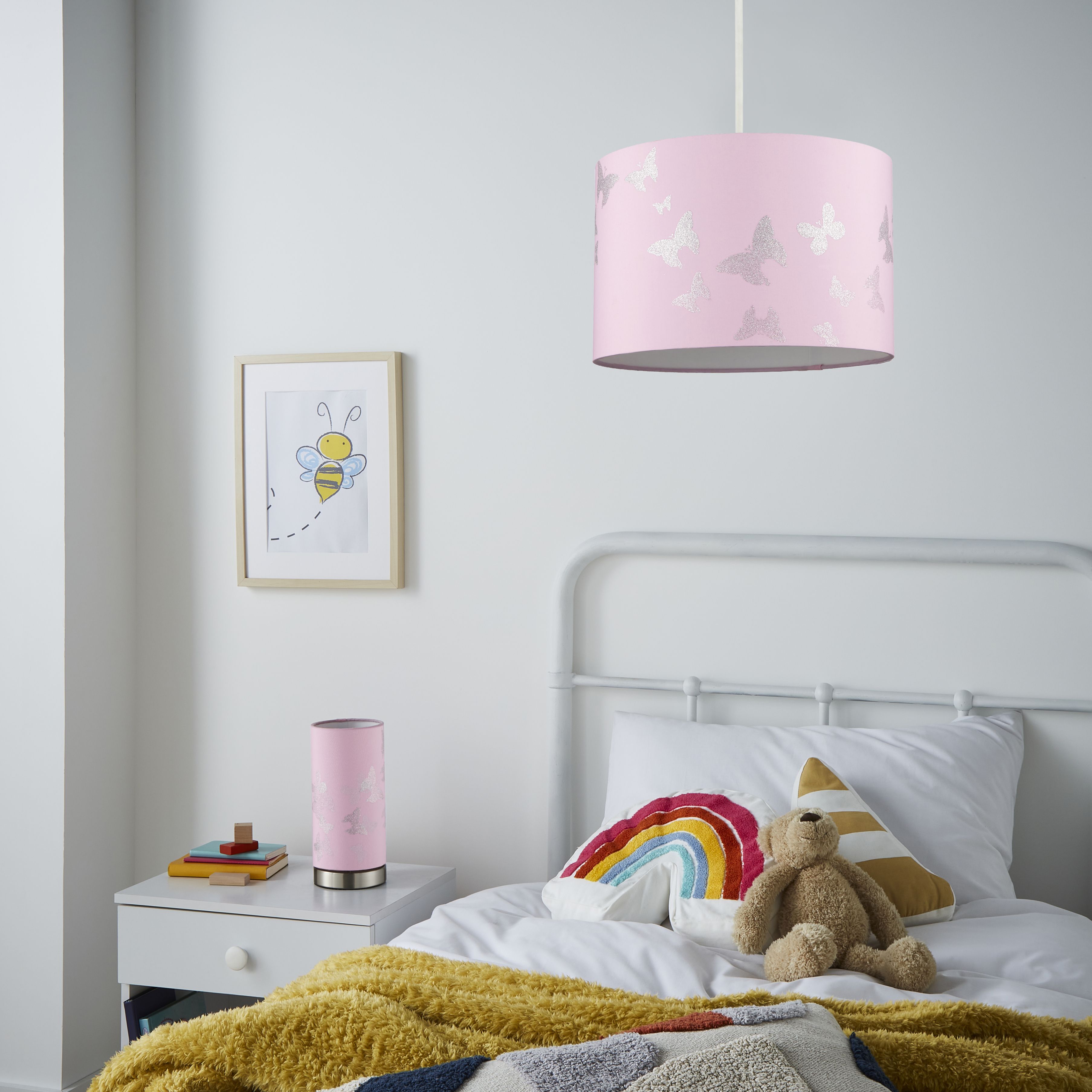 Glow Noor Printed Pink Butterfly Lamp shade (D)30cm