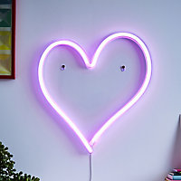 Glow Prad Neon heart Matt Pink Wired Wall light