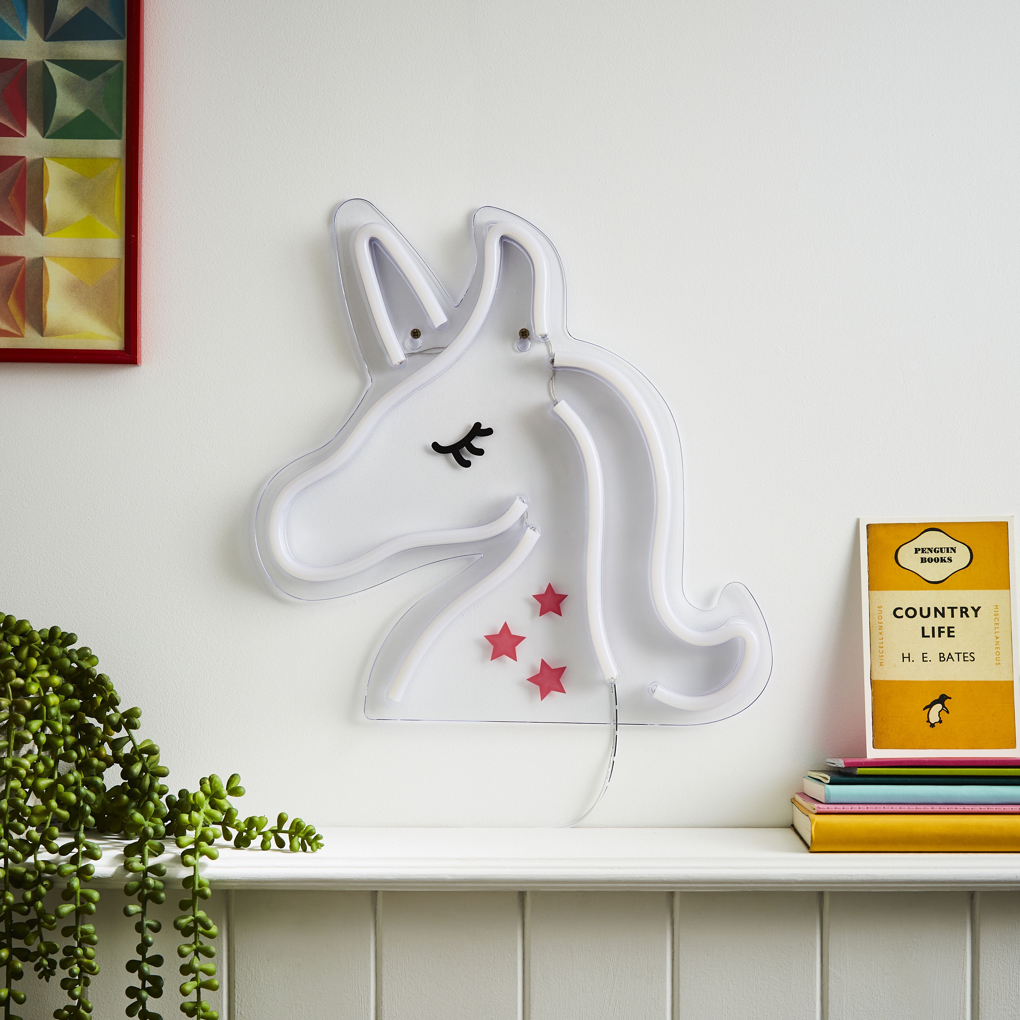 Glow Siraj Neon unicorn Matt Pink Wired Wall light