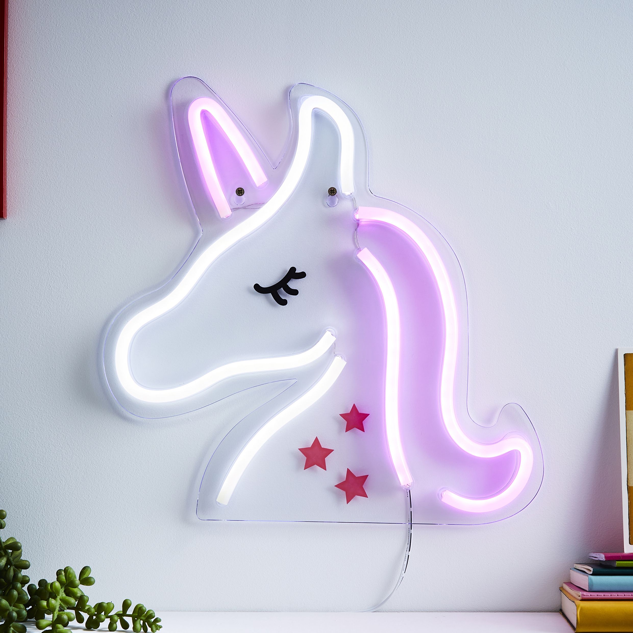 Glow Siraj Neon unicorn Matt Pink Wired Wall light