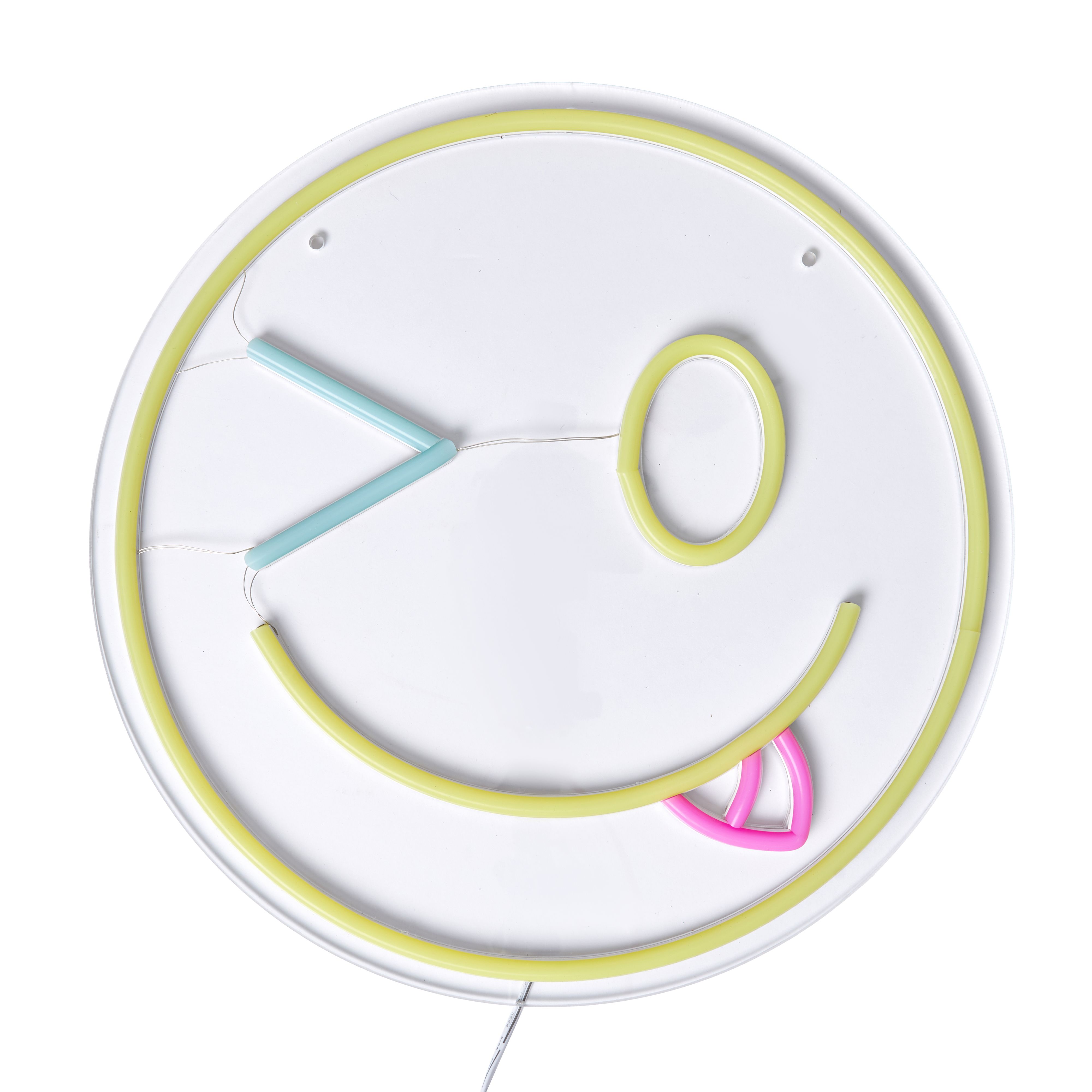 Glow Smilie Face Neon Yellow Plug-in LED Wall light