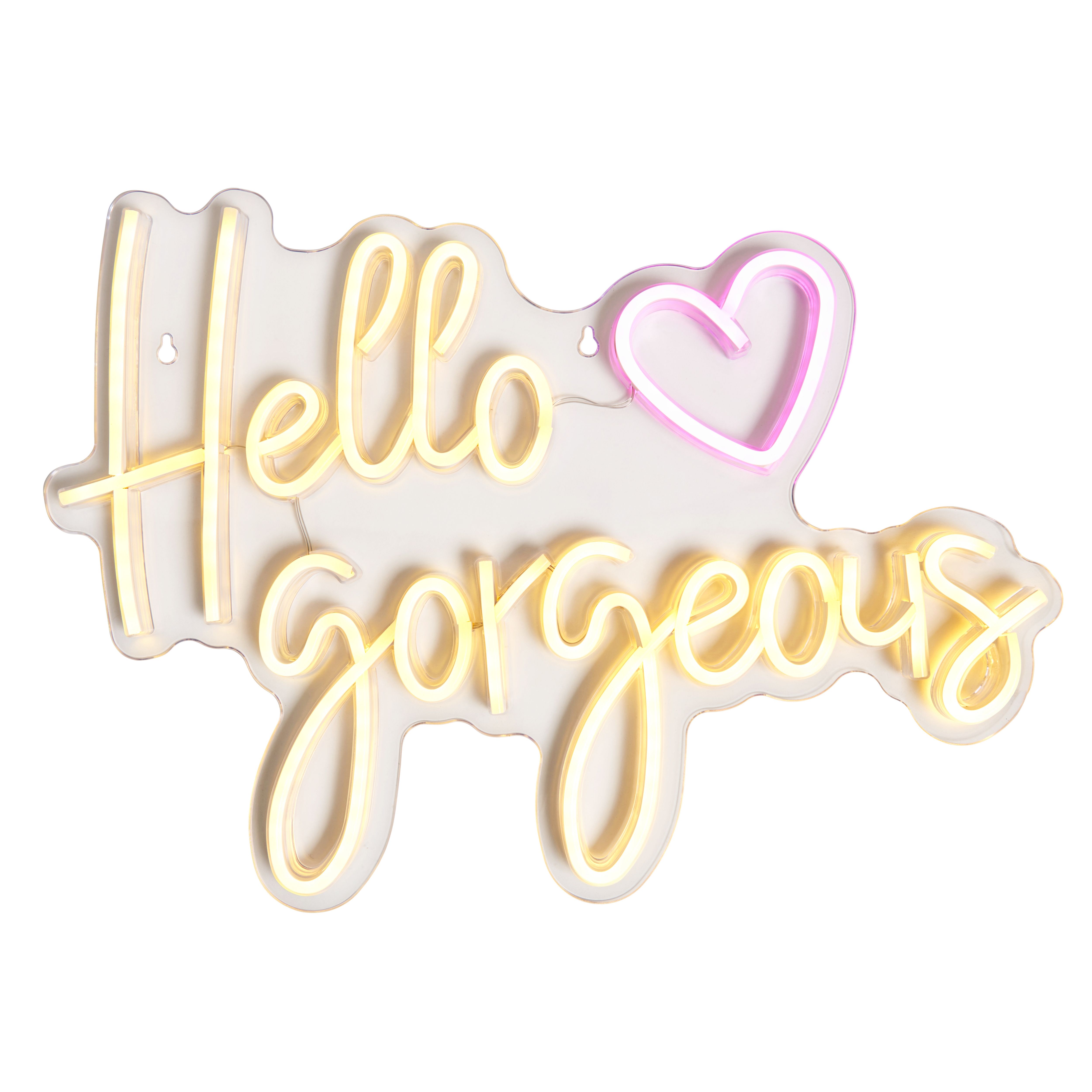Glow Stylus Hello Gorgeous Neon White & Pink Plug-in LED Wall light