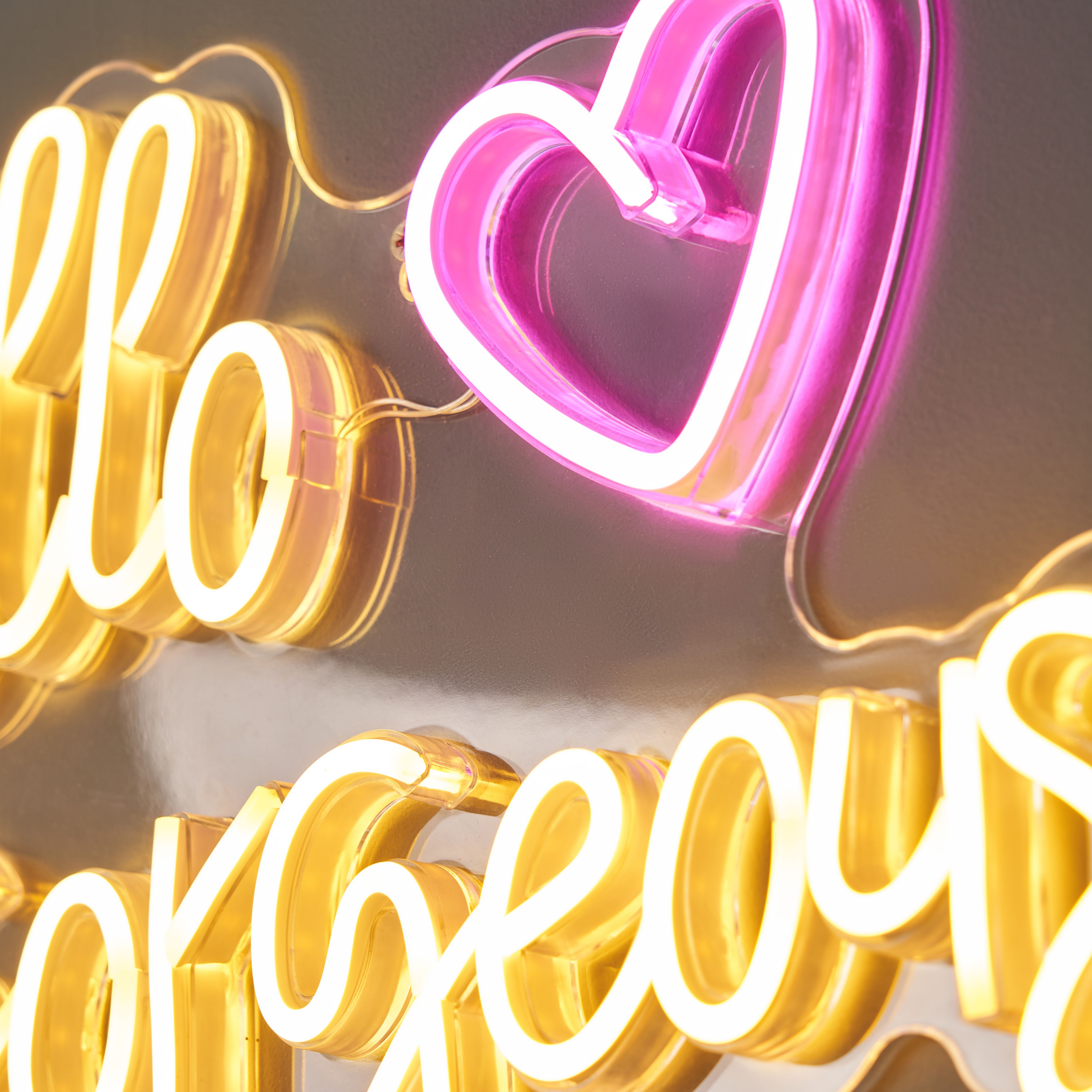 Glow Stylus Hello Gorgeous Neon White & Pink Plug-in LED Wall light