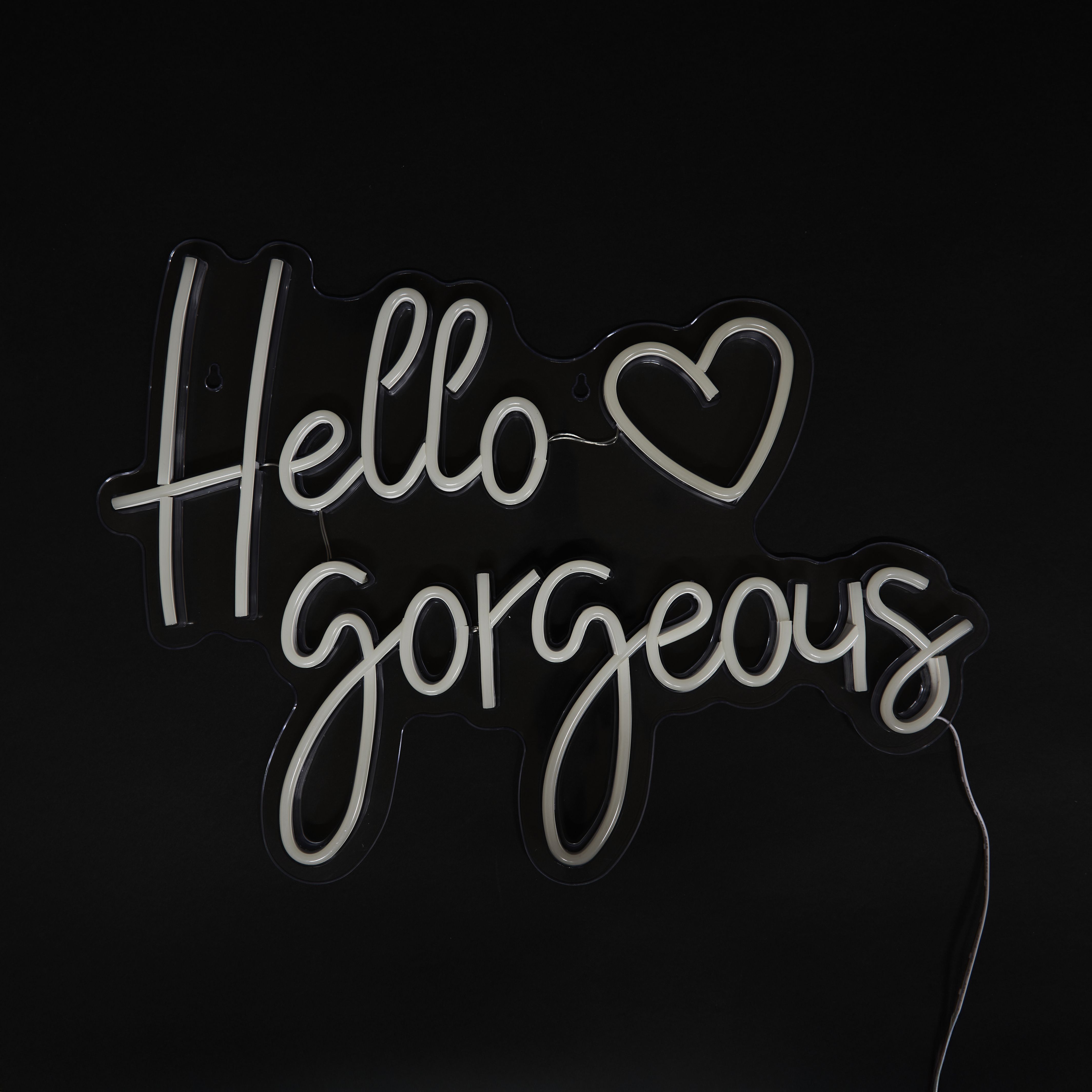 Glow Stylus Hello Gorgeous Neon White & Pink Plug-in LED Wall light