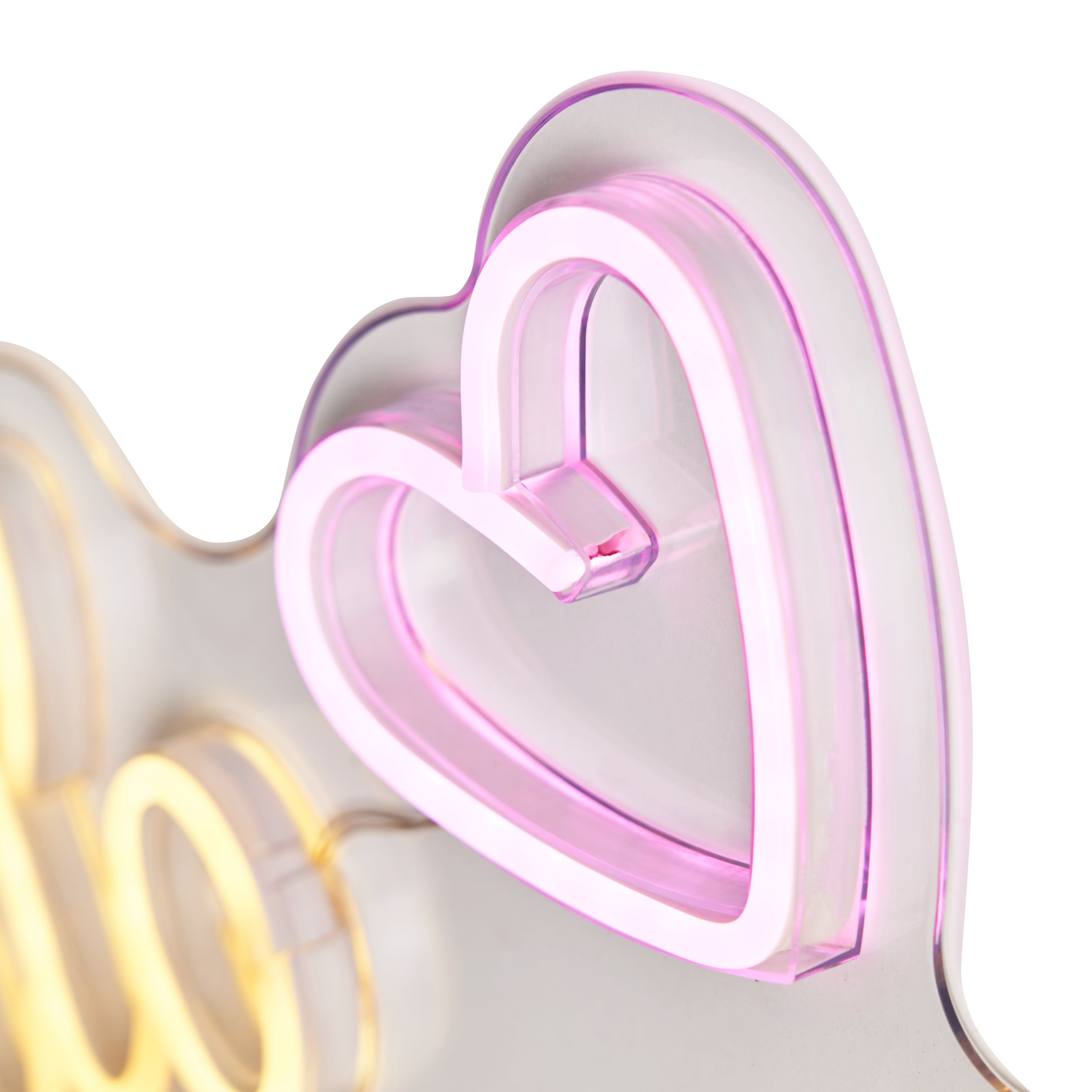 Glow Stylus Hello Gorgeous Neon White & Pink Plug-in LED Wall light