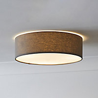 Glow Xavier Fabric & metal Grey LED Ceiling light