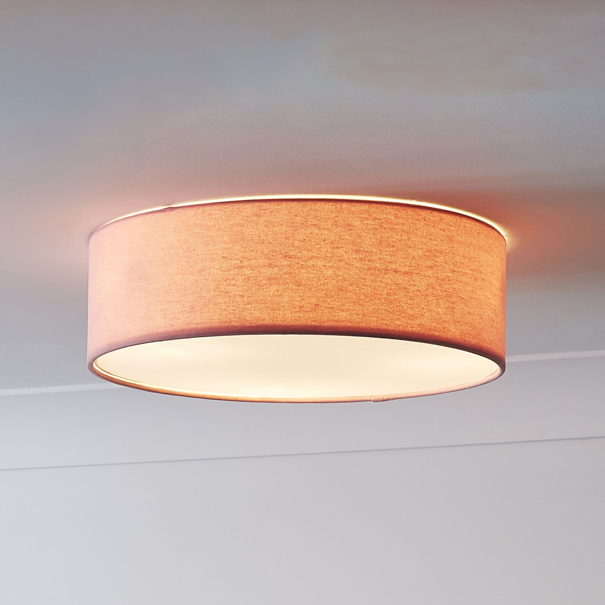 Glow Xavier Fabric & metal Pink LED Ceiling light