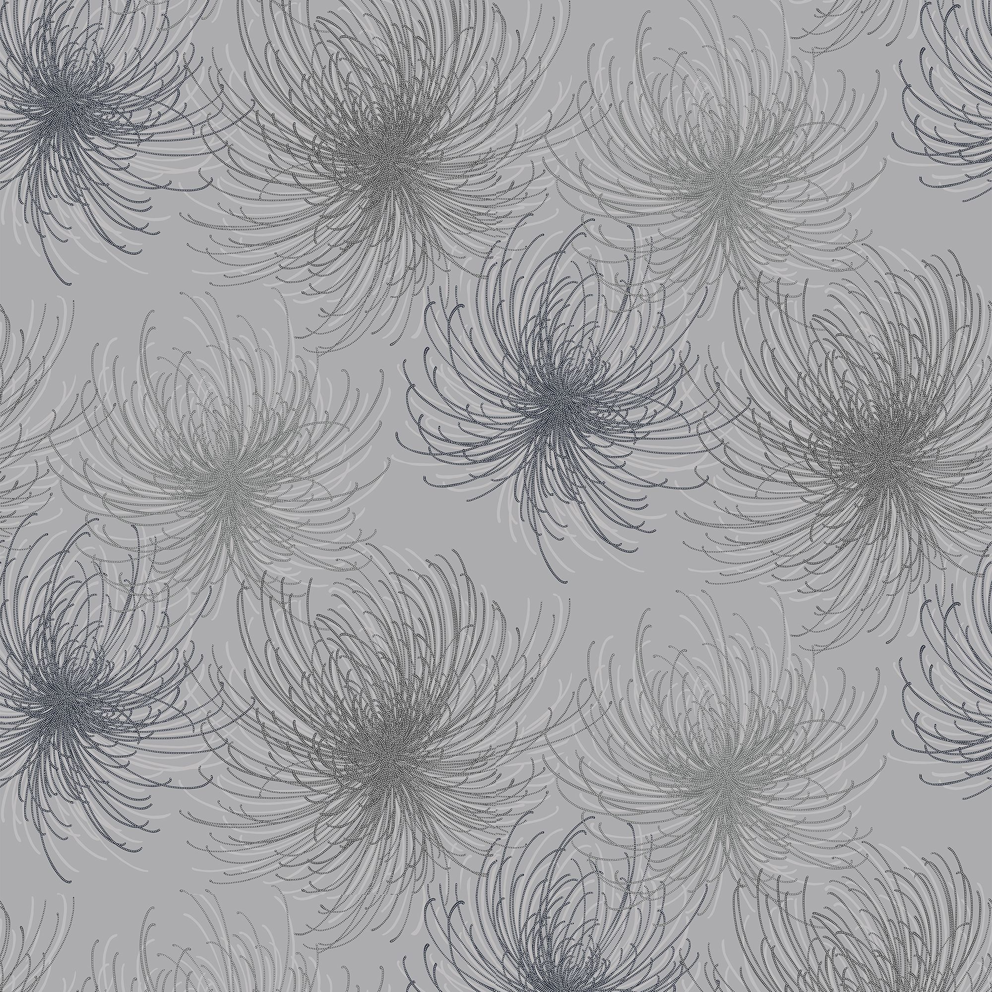 Gold Cosmo Grey Glitter effect Floral Textured Wallpaper Sample DIY