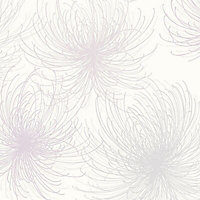 Gold Cosmo Pink & purple Floral Glitter effect Embossed Wallpaper