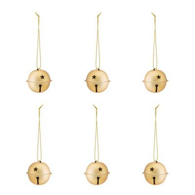 Gold effect Bell Metal Circular Bauble, Set of 6 (D) 40mm