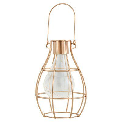 Gold effect Cage Solar-powered LED Outdoor Decorative light | DIY at B&Q