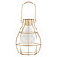 Gold effect Cage Solar-powered LED Outdoor Decorative light