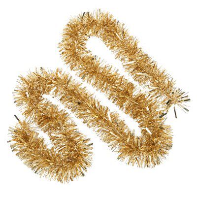 Gold effect Christmas tinsel 2m