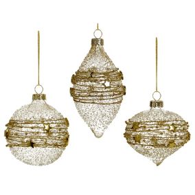 Gold effect Glass Decorated Bauble