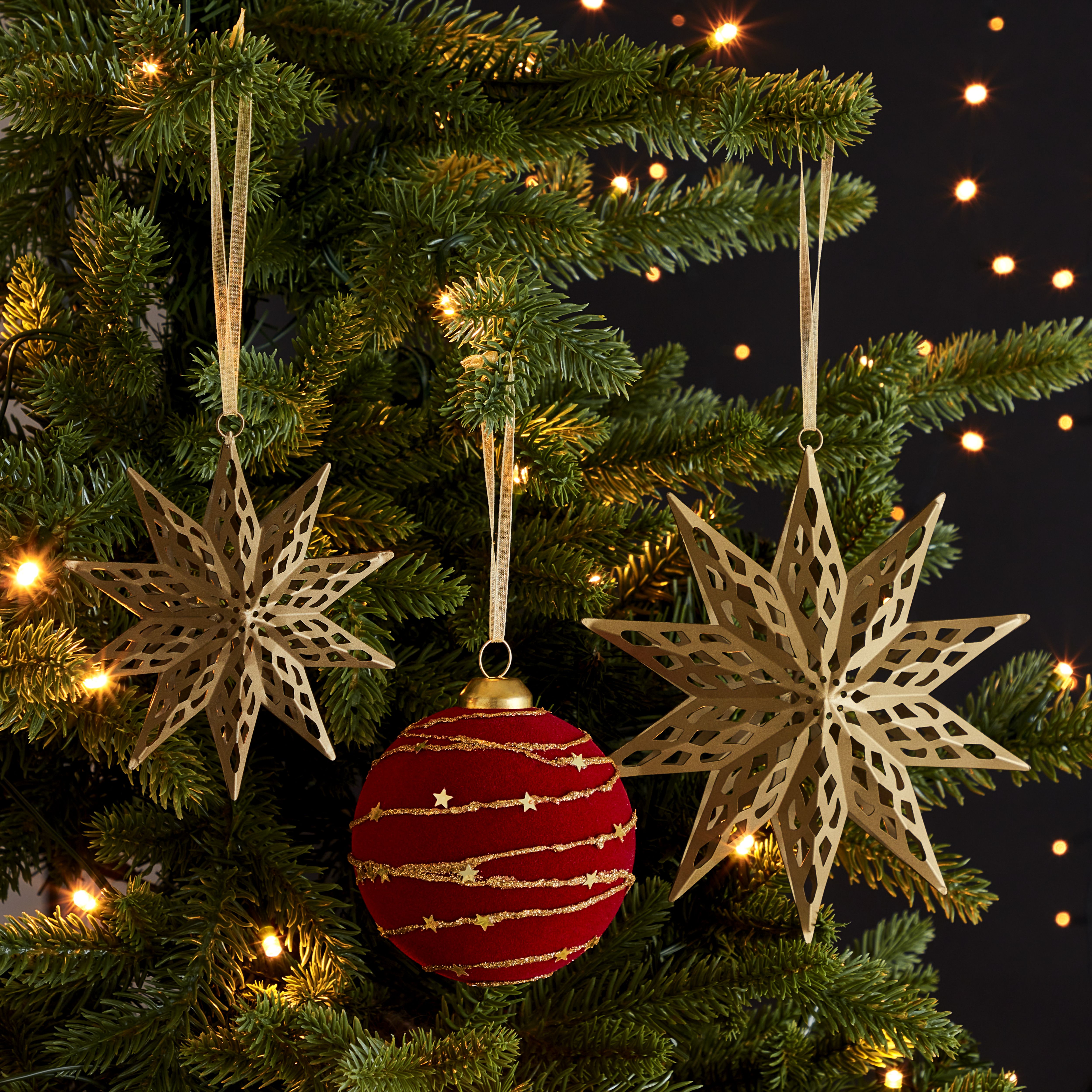 Gold effect Metal 10 point Star Hanging ornament