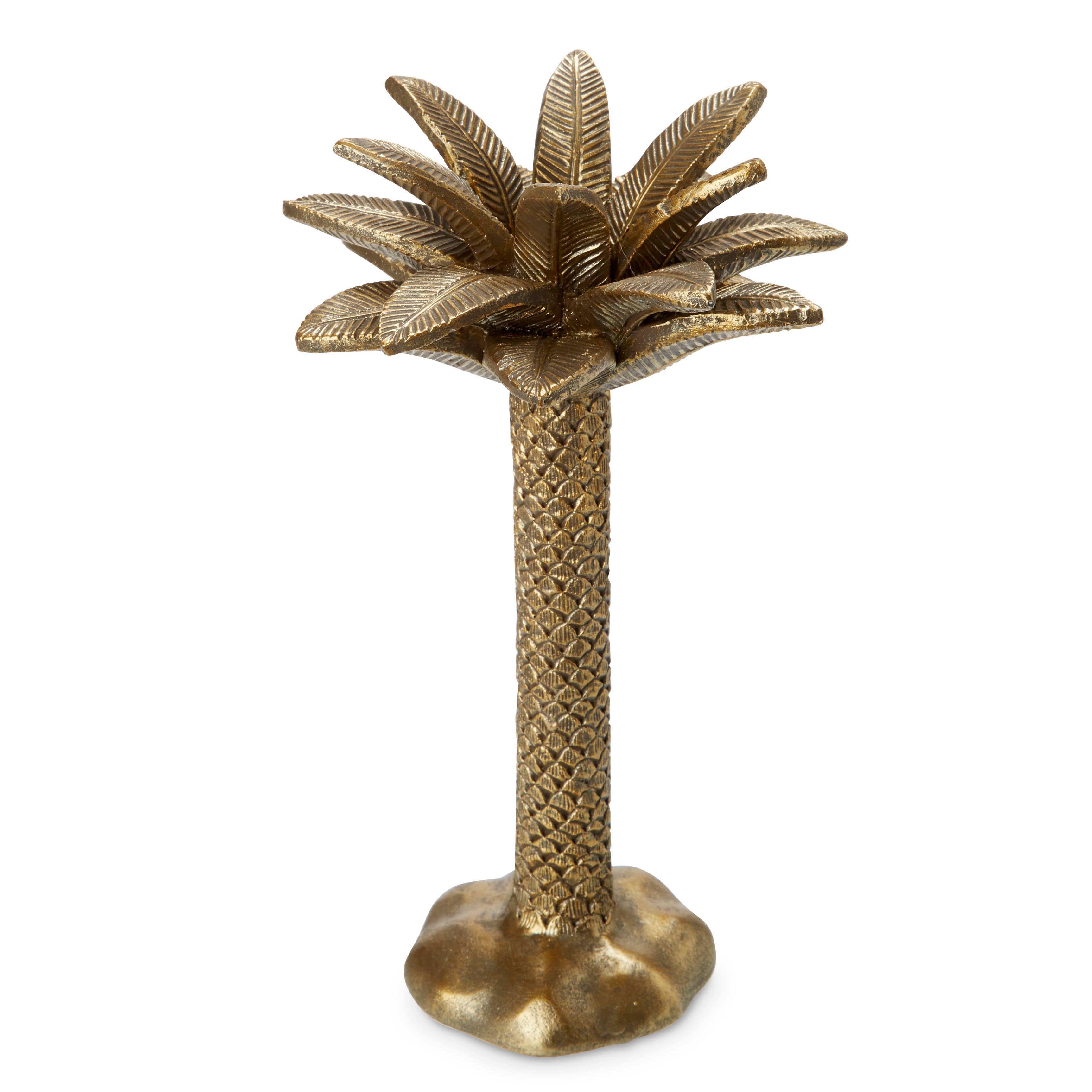 Gold effect Palm tree Resin Candle holder DIY at B&Q