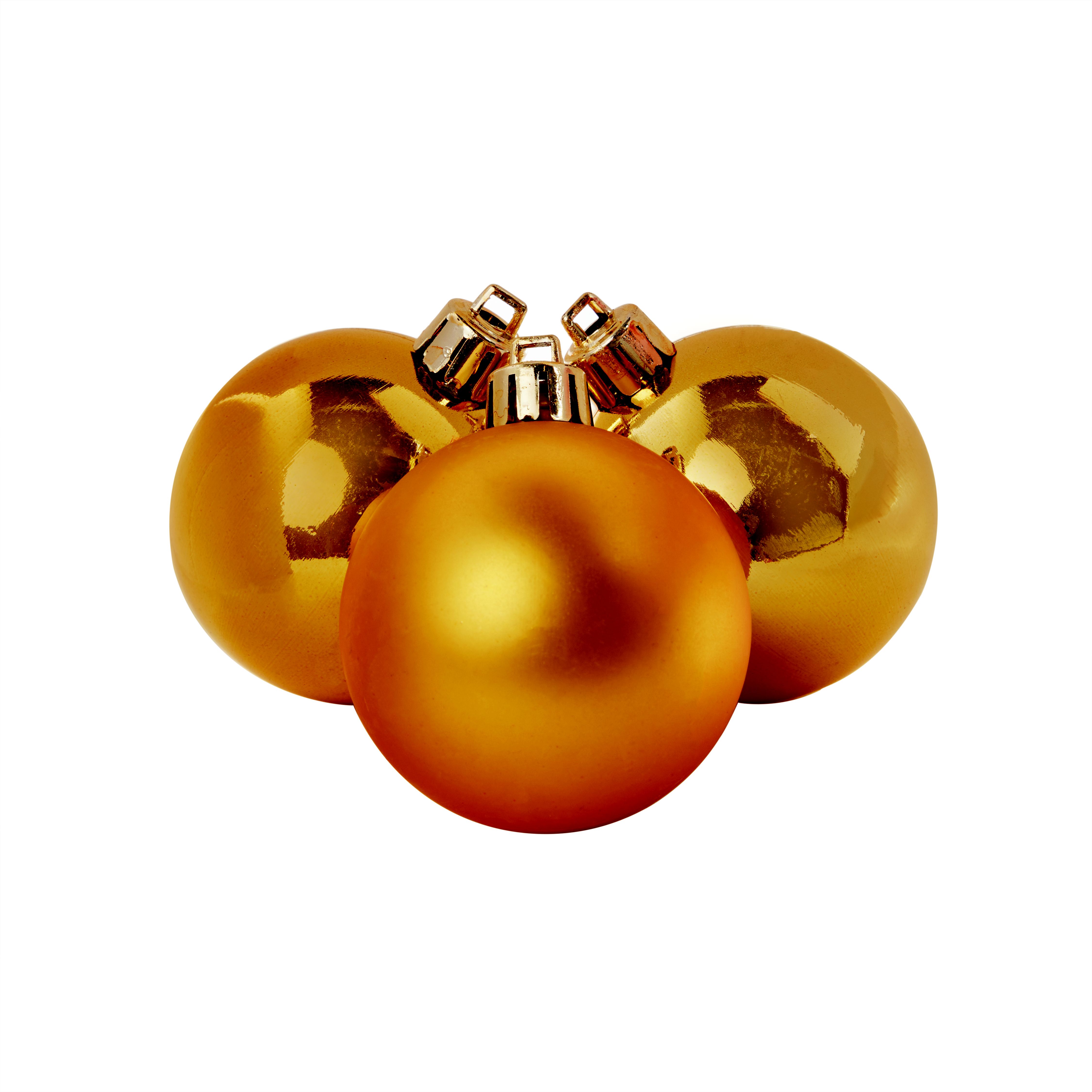 Gold effect Plastic Round Christmas bauble set, Set of 3 (D) 60mm