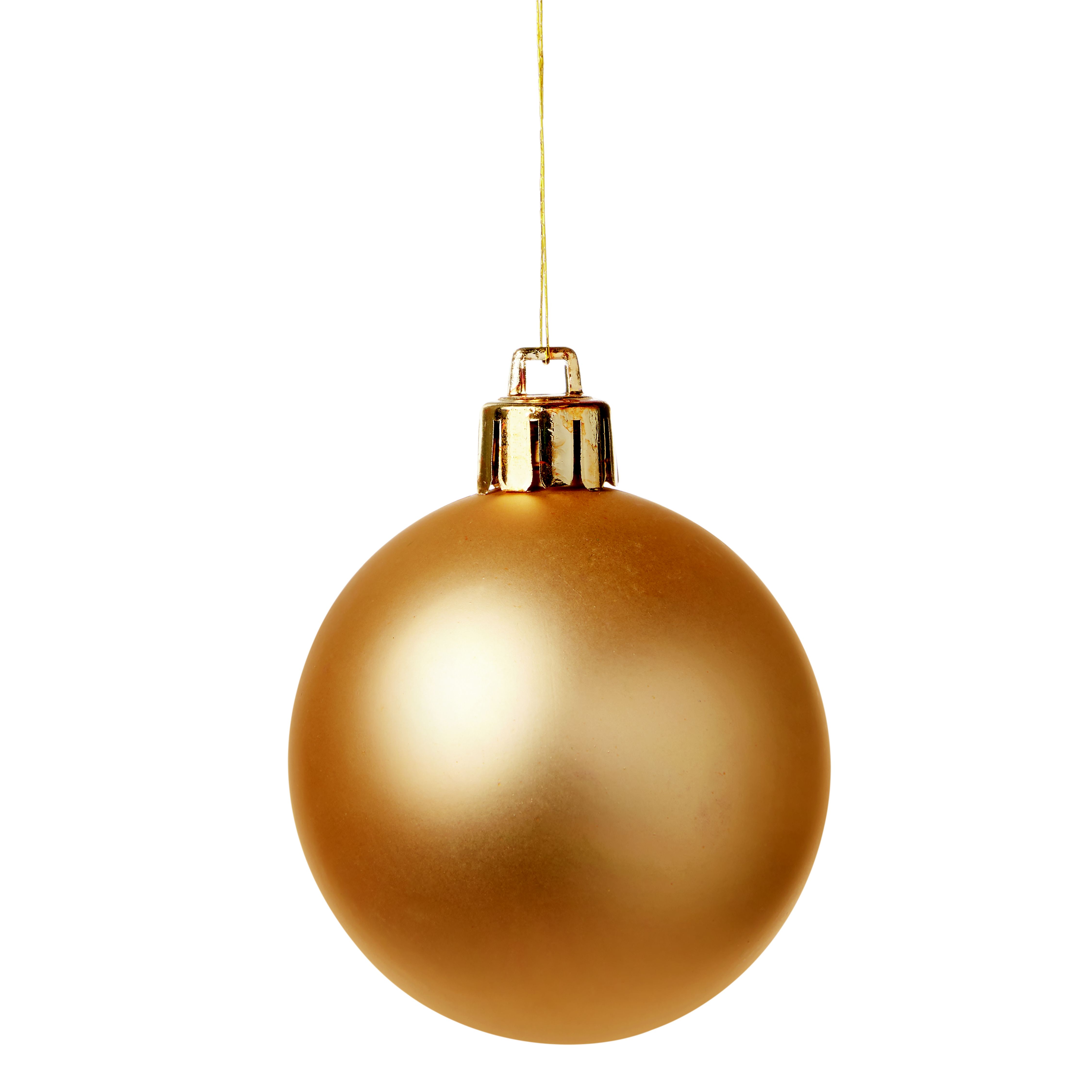 Gold effect Plastic Round Christmas bauble set, Set of 8 (D) 60mm