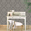 Gold Etch Charcoal Damask Gold effect Embossed Wallpaper Sample