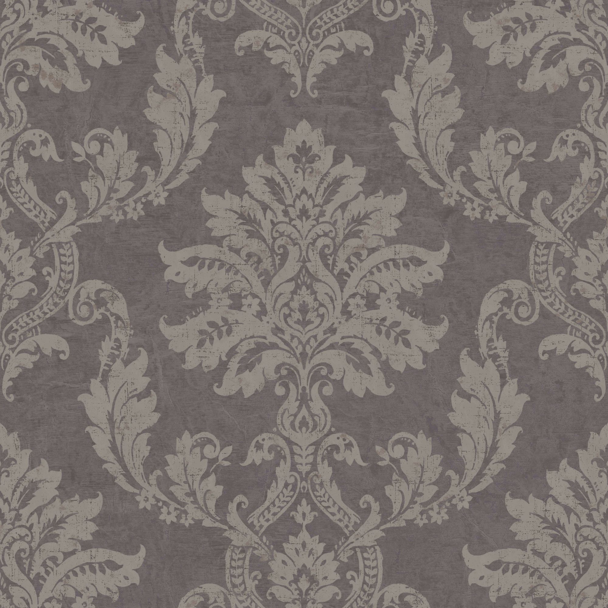 Gold Etch Charcoal Gold effect Damask Embossed Wallpaper