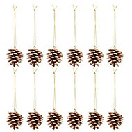 Gold Glitter effect Pine cone Decoration, Pack of 12