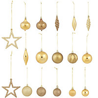 Gold Glitter effect Plastic Hanging decoration set, Set of 40