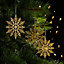 Gold Glitter effect Plastic Snowflake Hanging decoration set, Set of 12