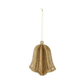Gold glitter effect Wood Bell Hanging ornament