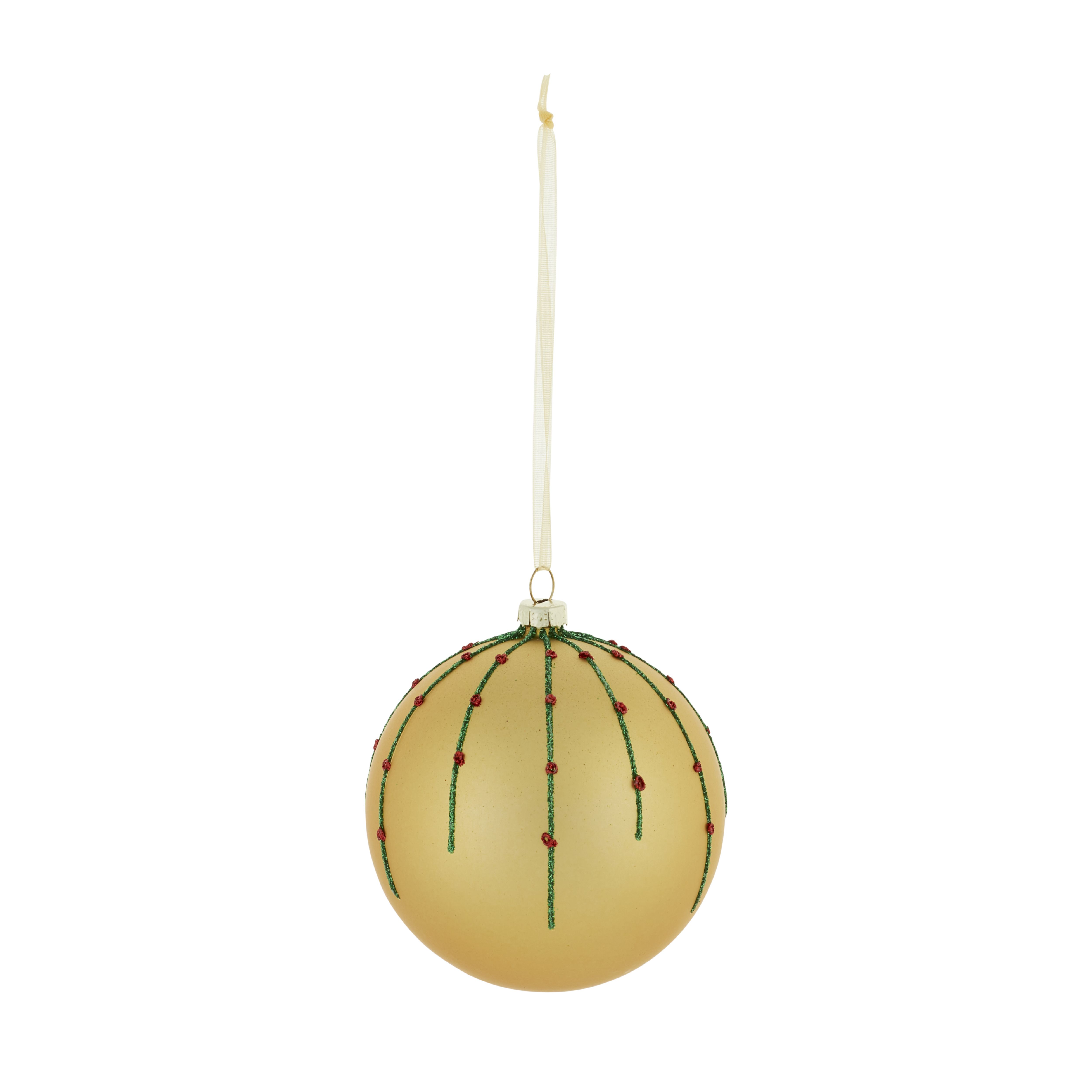 Gold & Green Glitter effect Plastic Bauble | DIY at B&Q