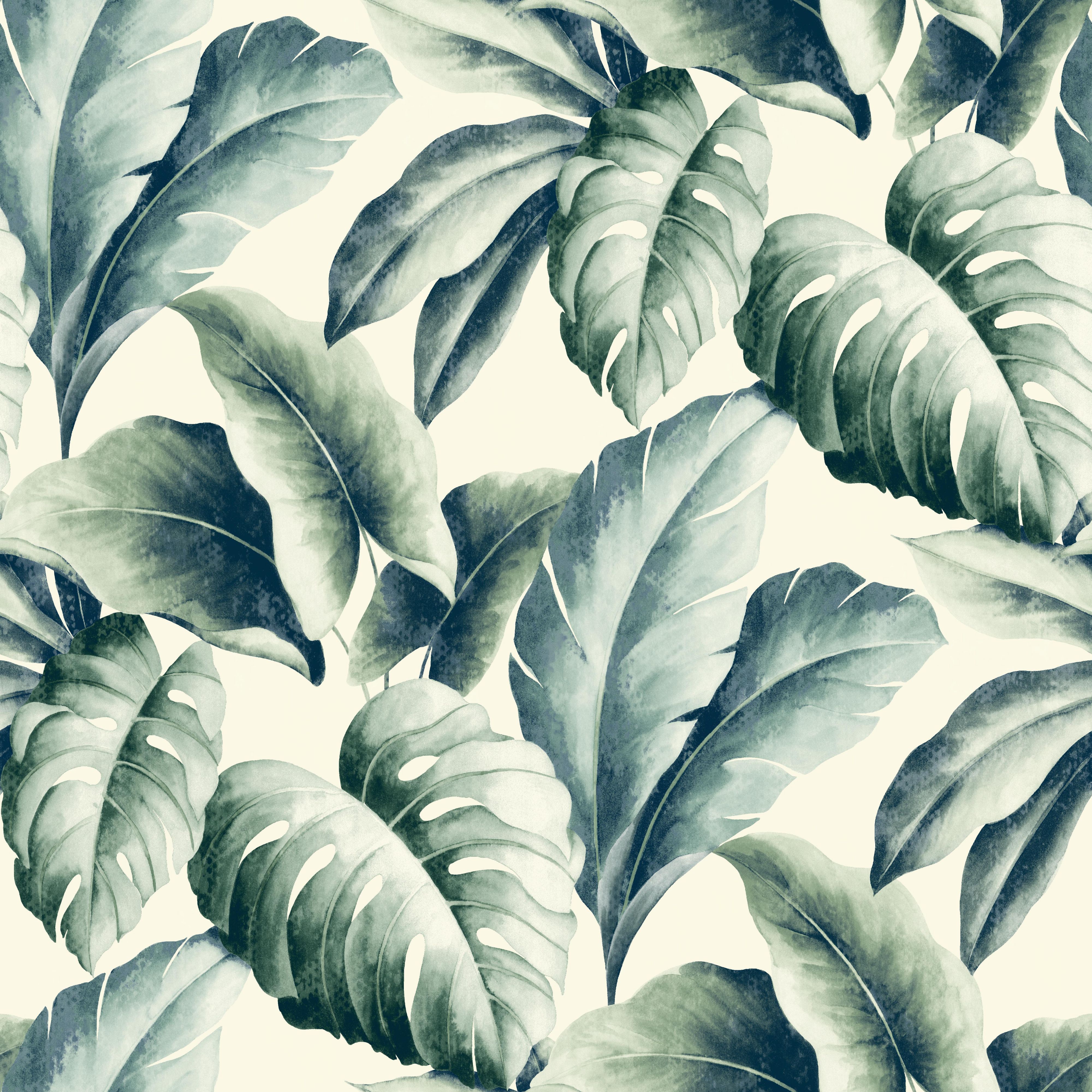 Gold Green Palm leaf Embossed Wallpaper DIY at B&Q